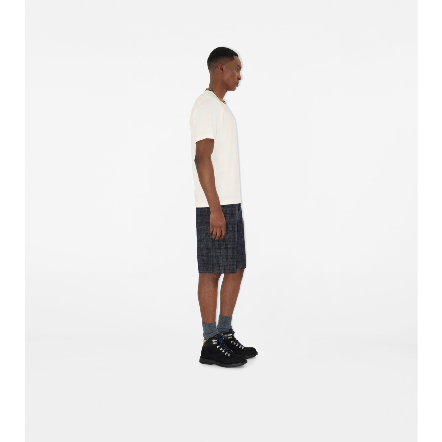 T-shirt in cotone con finiture Check