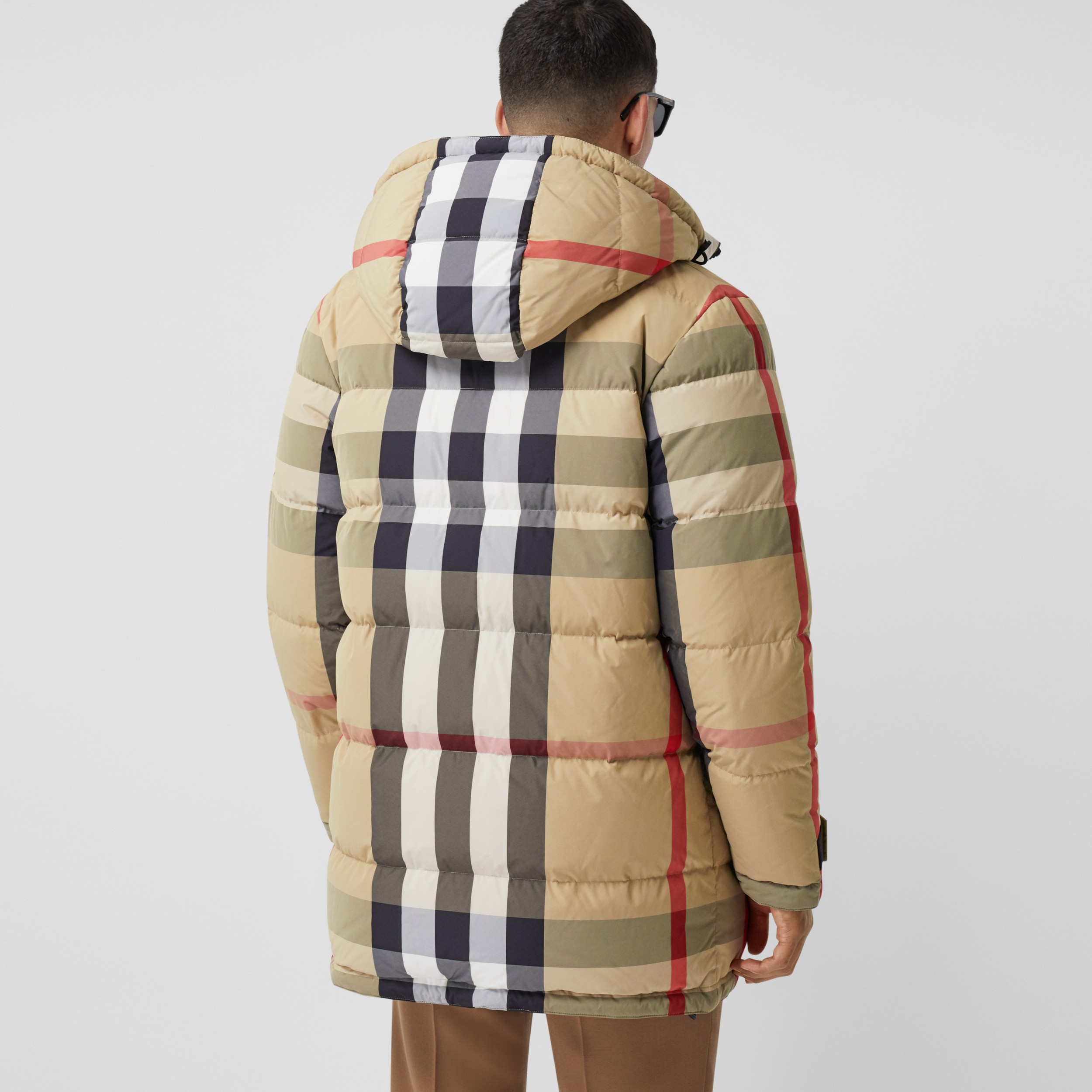 Reversible Check Recycled Nylon Puffer Jacket in Archive Beige/olive ...