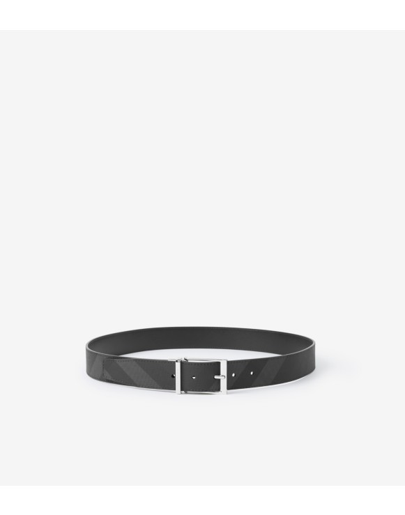 Check and Leather Reversible Belt