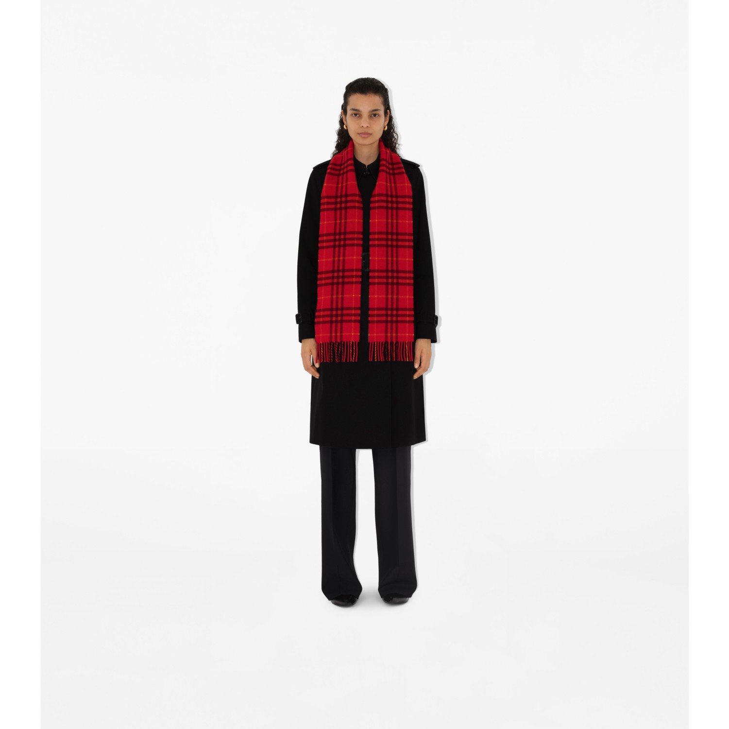 Narrow Check Cashmere Scarf