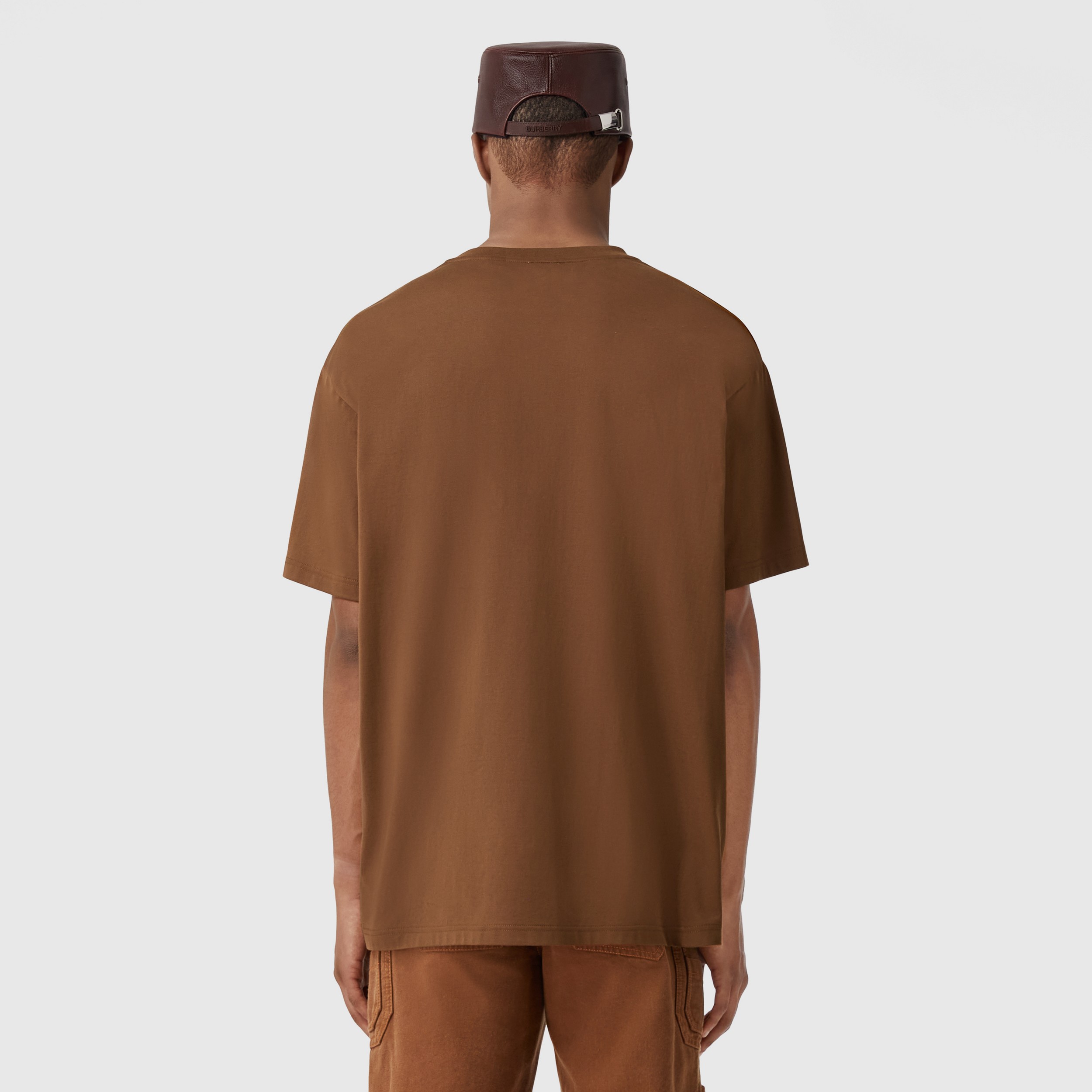 Embroidered Oak Leaf Crest Cotton T-shirt in Dark Birch Brown - Men | Burberry® Official - 3