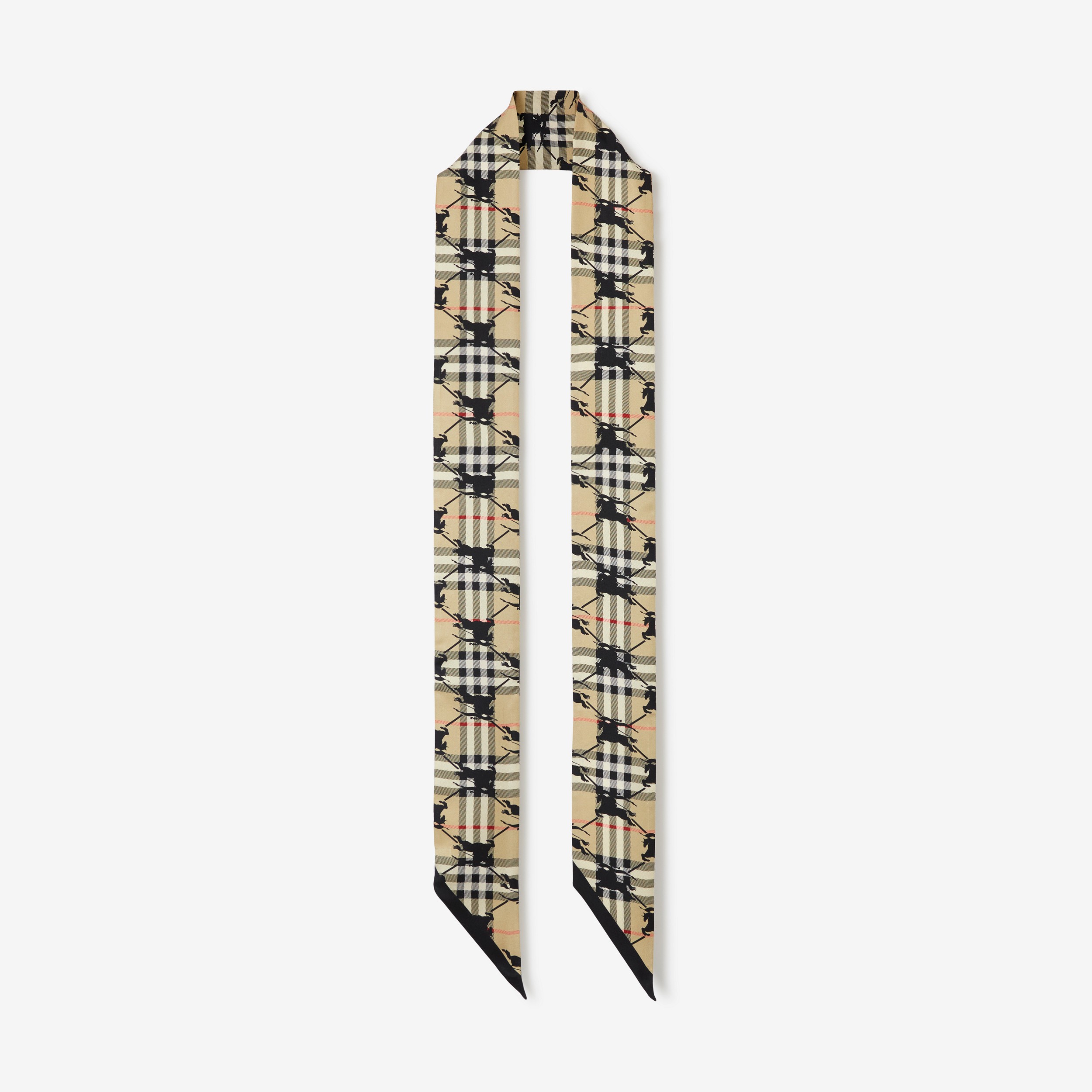 Check EKD Print Silk Skinny Scarf in Archive Beige | Burberry® Official - 1