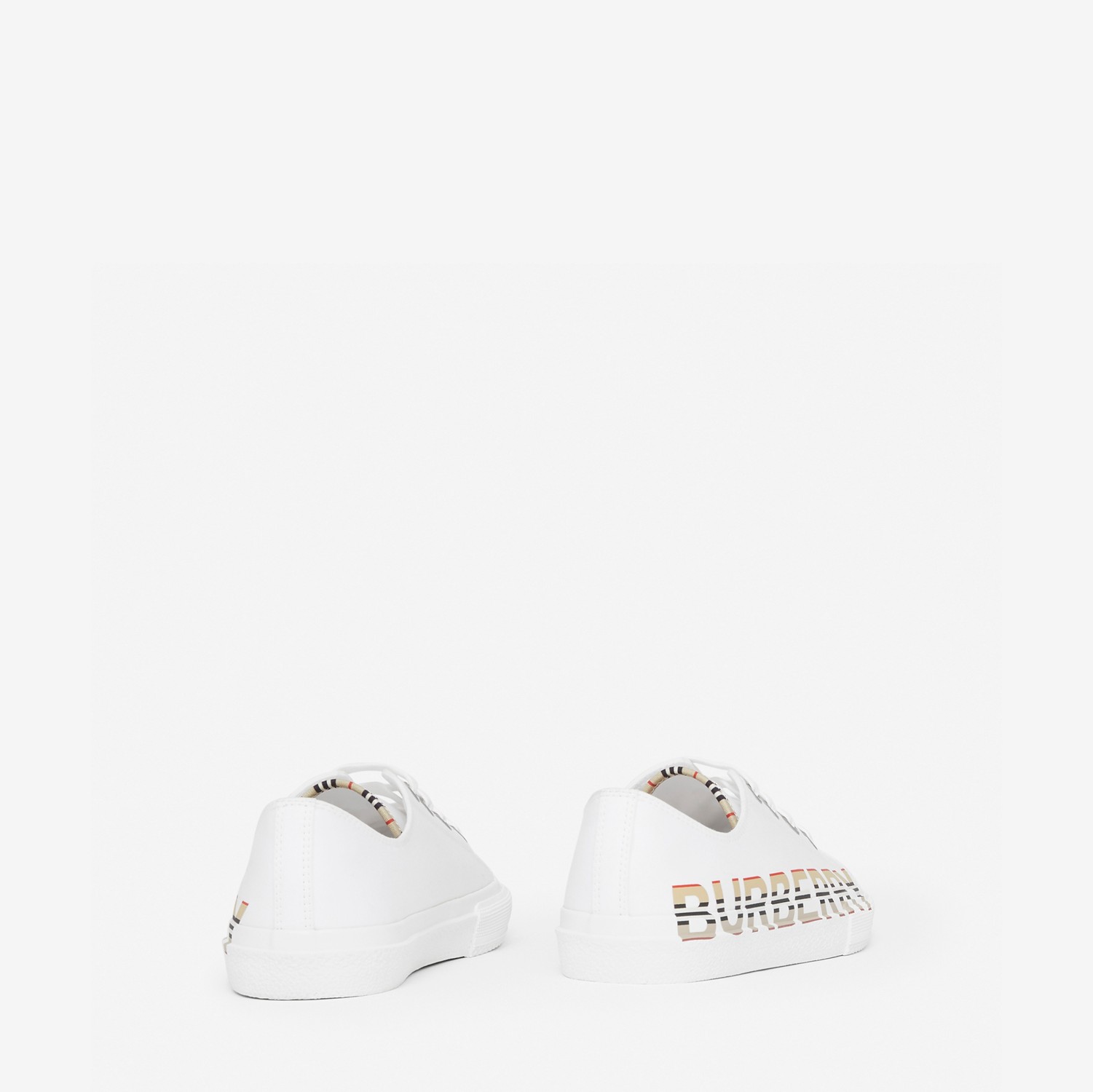 Sneaker aus Baumwollgabardine mit Burberry-Logo im Streifendesign (Optic-weiß) | Burberry®