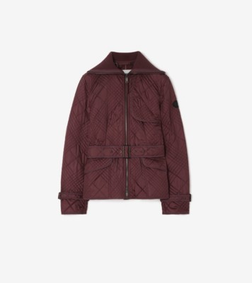 Micro Check-stitch Nylon Abbeydale Jacket in Vineyard red - Women