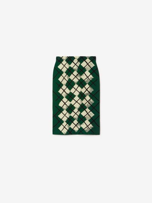Burberry Argyle Cotton Skirt In Green
