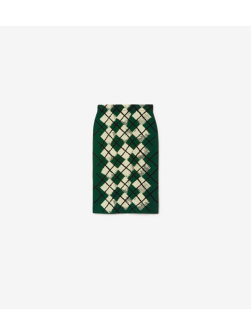 Burberry Argyle Cotton Skirt In Green