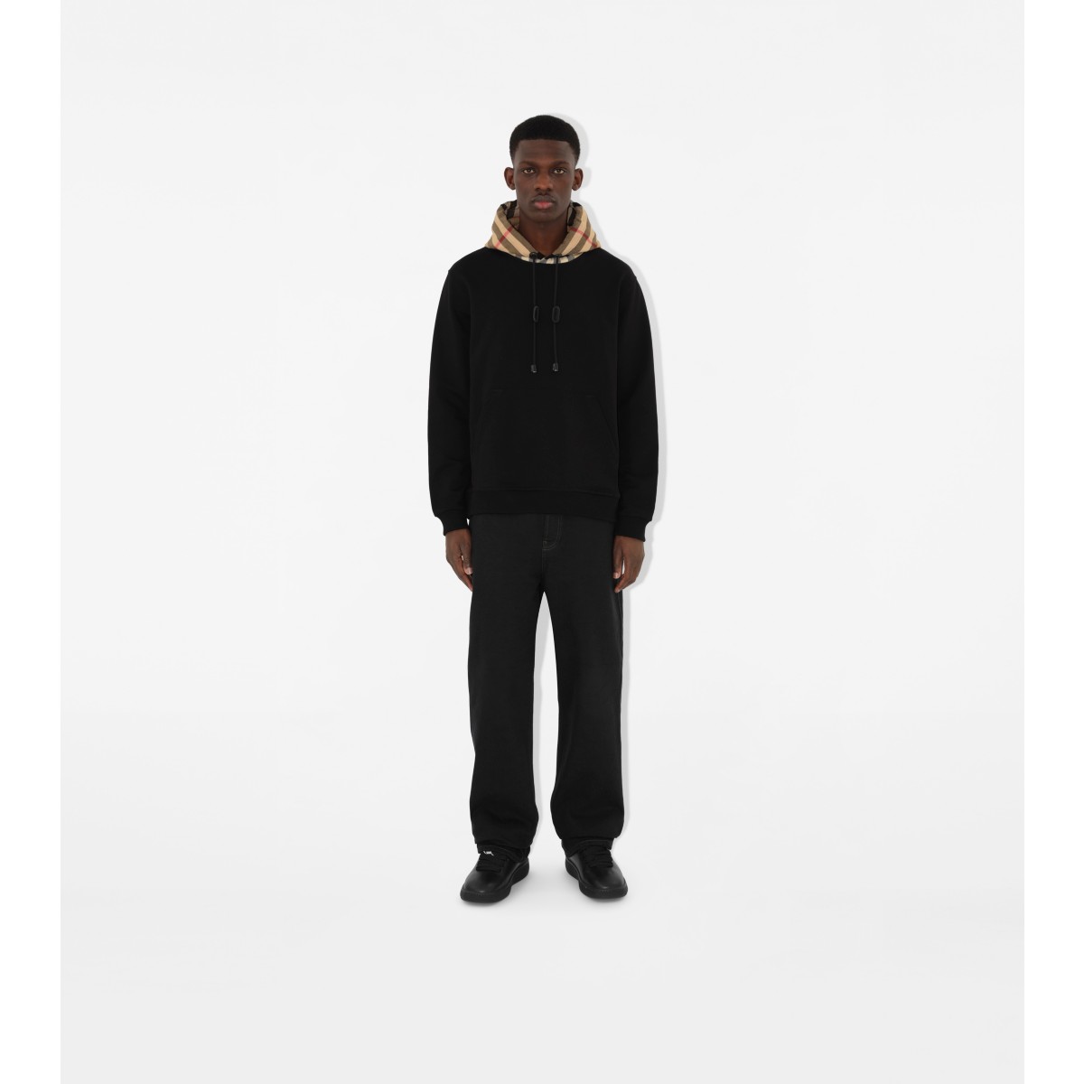  Check Hood Cotton Hoodie