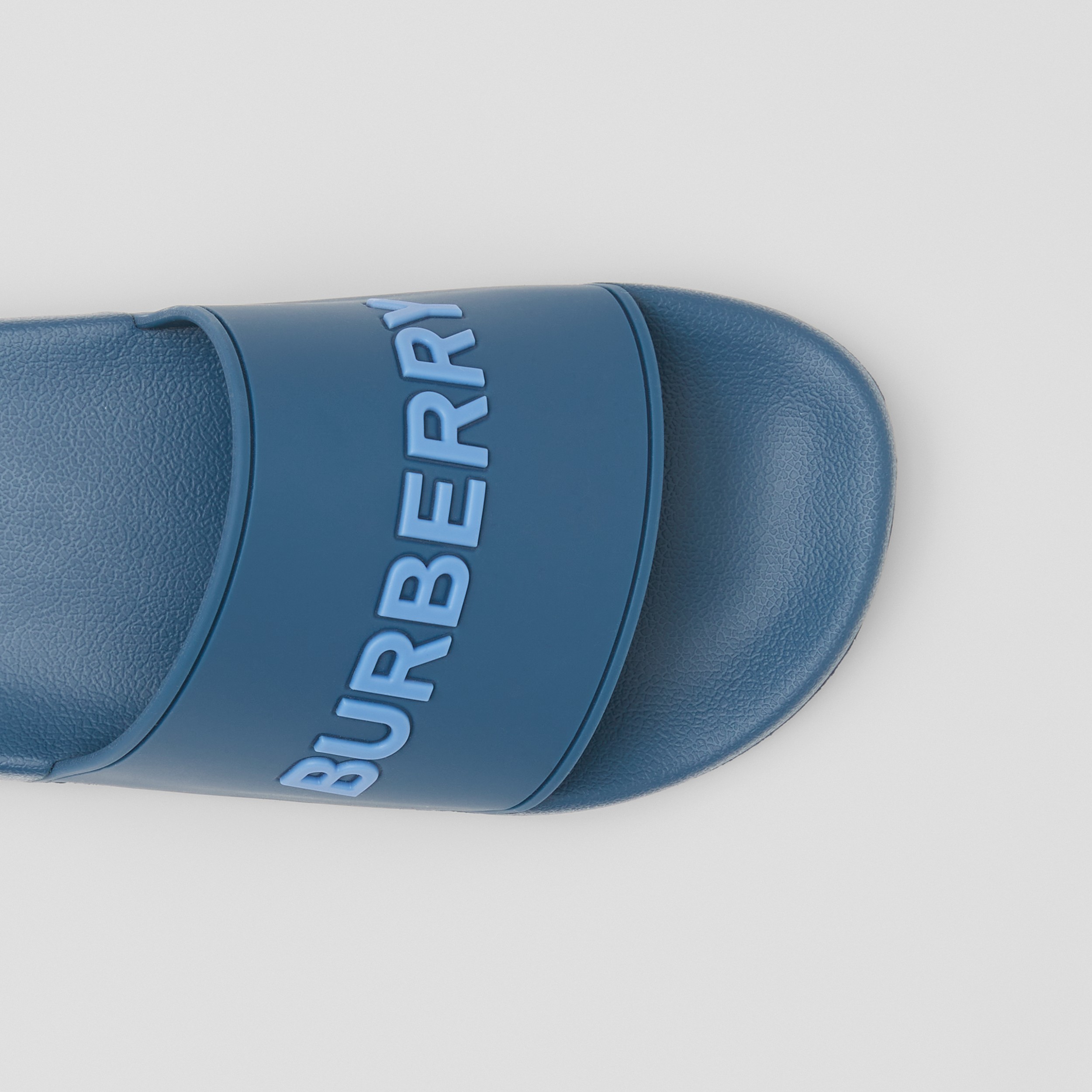 Logo Embossed Slides in Dark Cerulean Blue - Men | Burberry® Official - 2