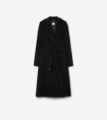 Long Cashmere Blend Kensington Trench Coat in Dark Charcoal Blue - Women |  Burberry® Official