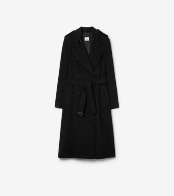 Burberry leather trim cheap wool cashmere trench coat