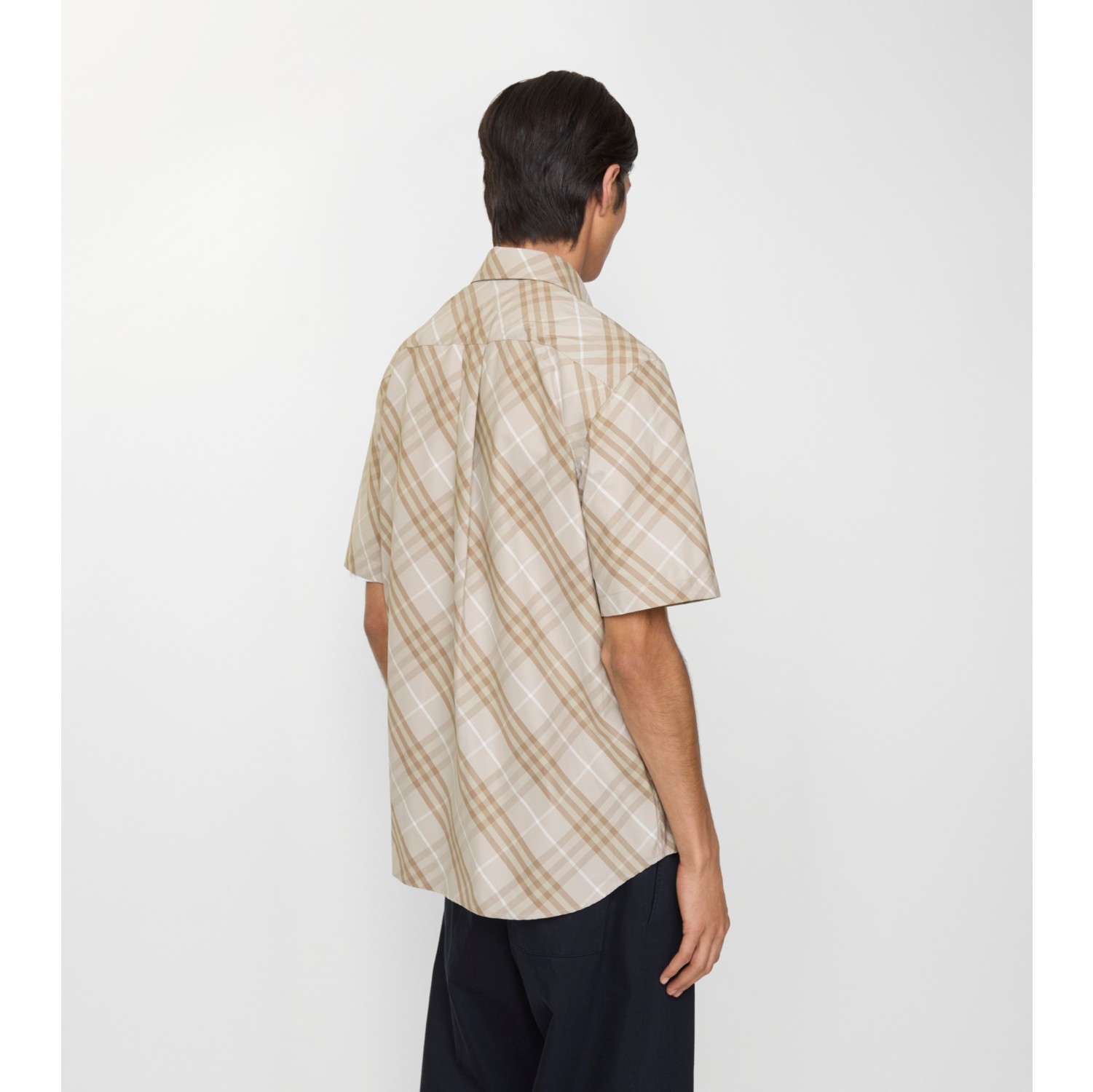 Relaxed Fit Check Cotton Shirt in Stone grey - Men | Burberry® Official