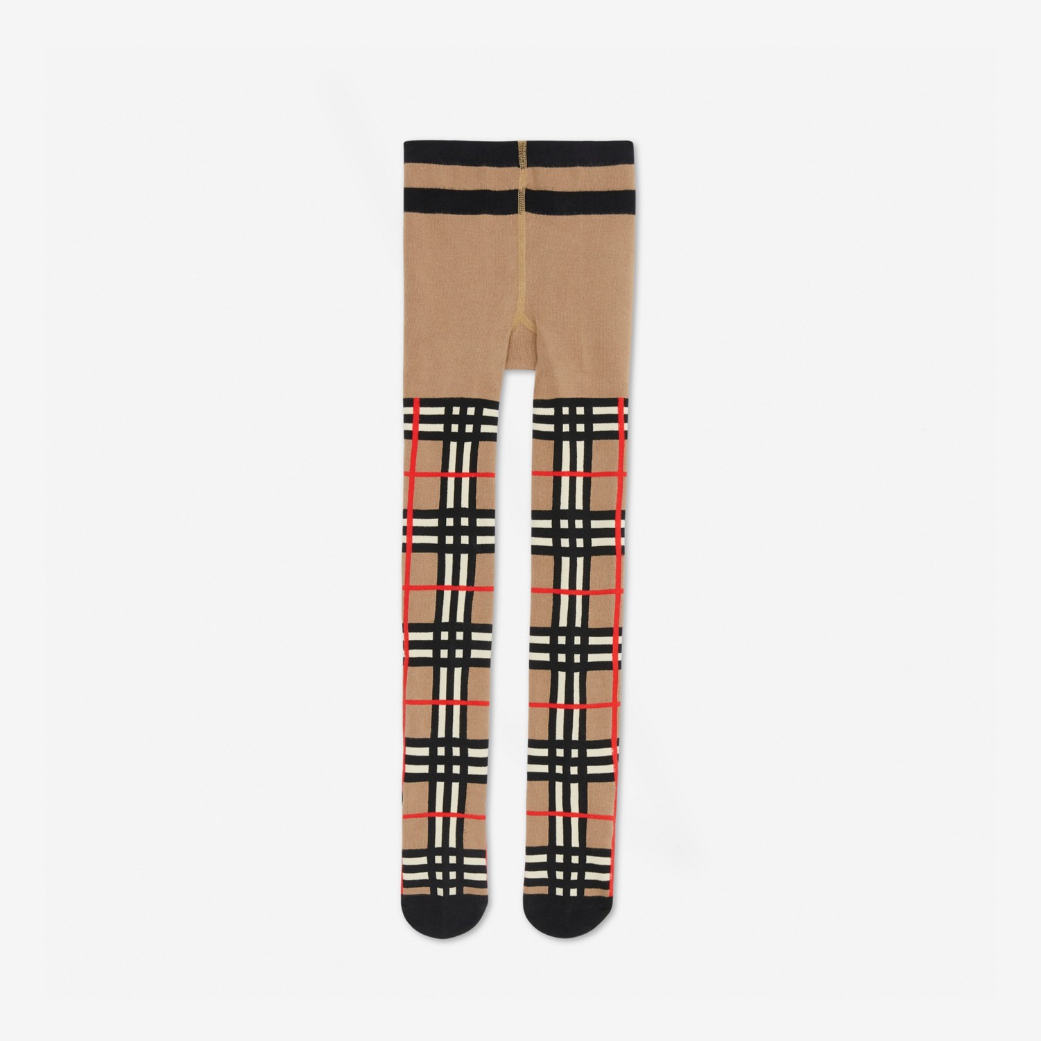 Check Intarsia Cotton Blend Tights in Archive Beige - Children | Burberry® Official