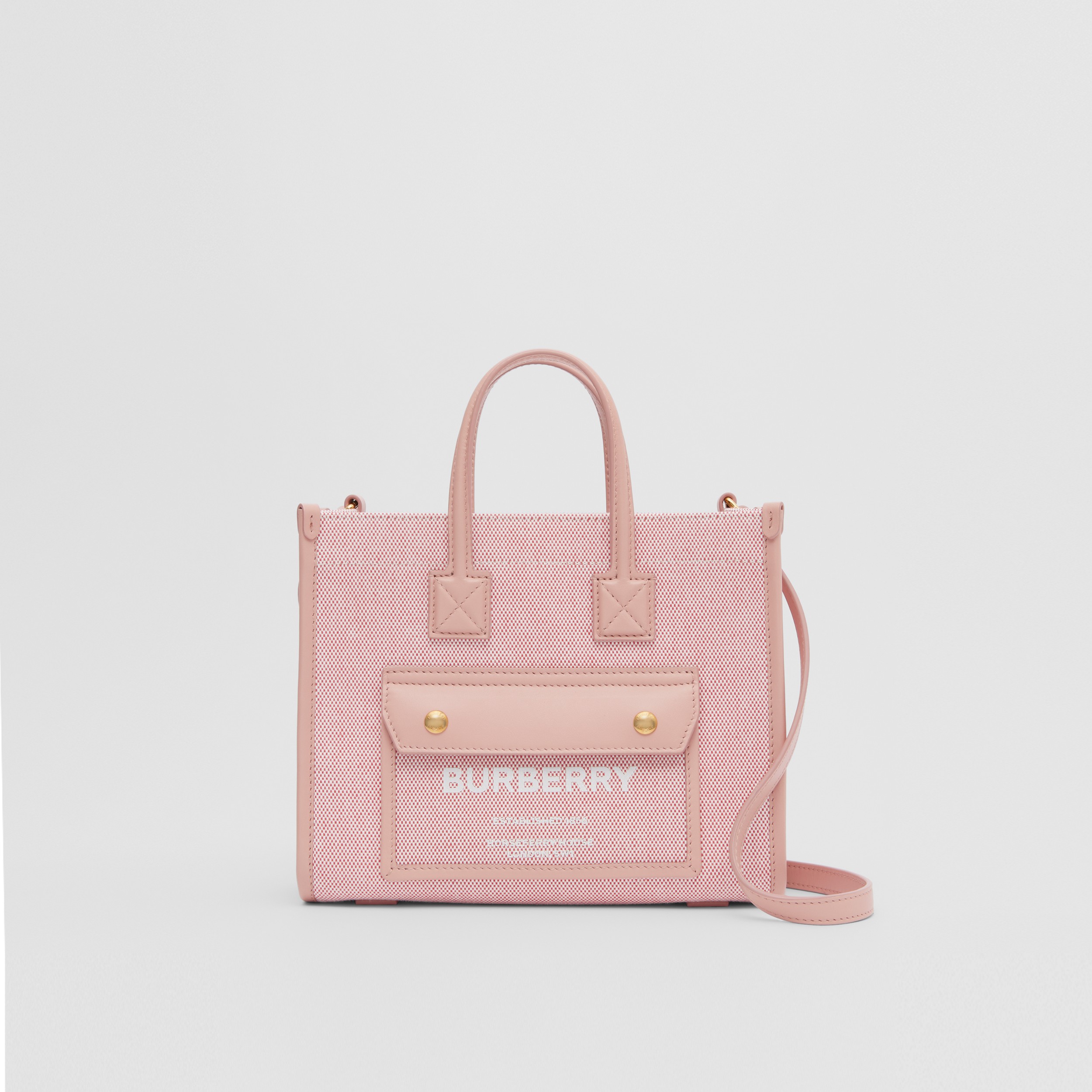 Two-tone Canvas and Leather Mini Freya Tote in Bright Red/dusky Pink - Women | Burberry® Official - 1