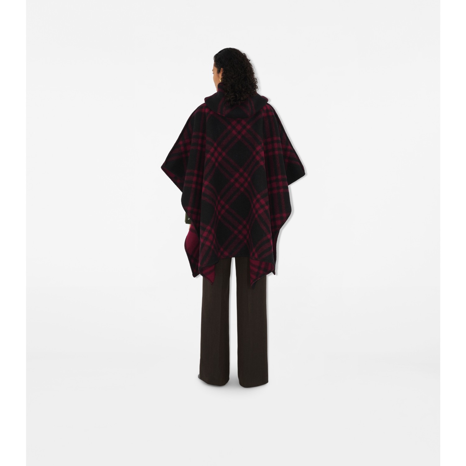 Reversible Check Wool Cape