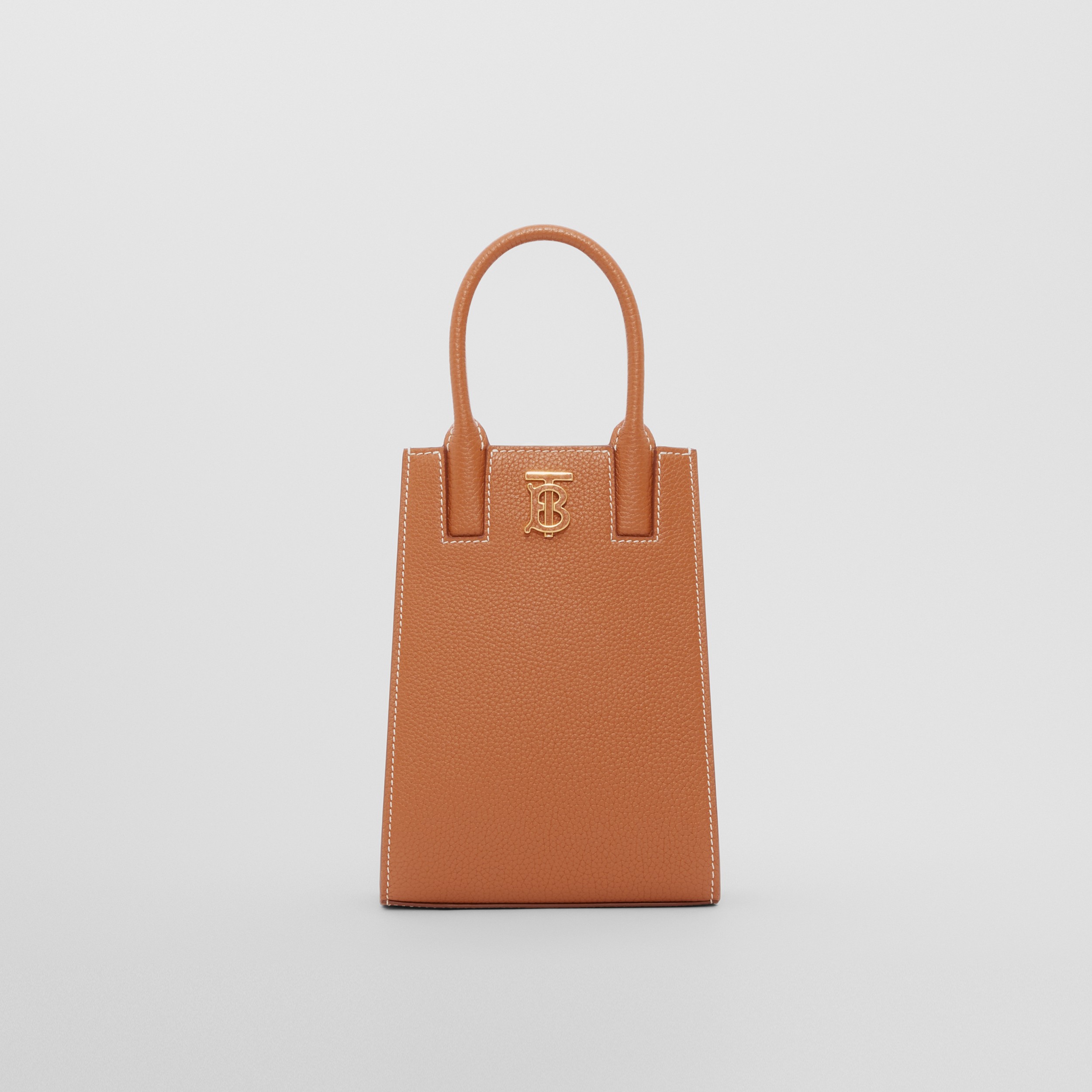Grainy Leather Micro Frances Tote in Warm Russet Brown - Women | Burberry® Official - 1