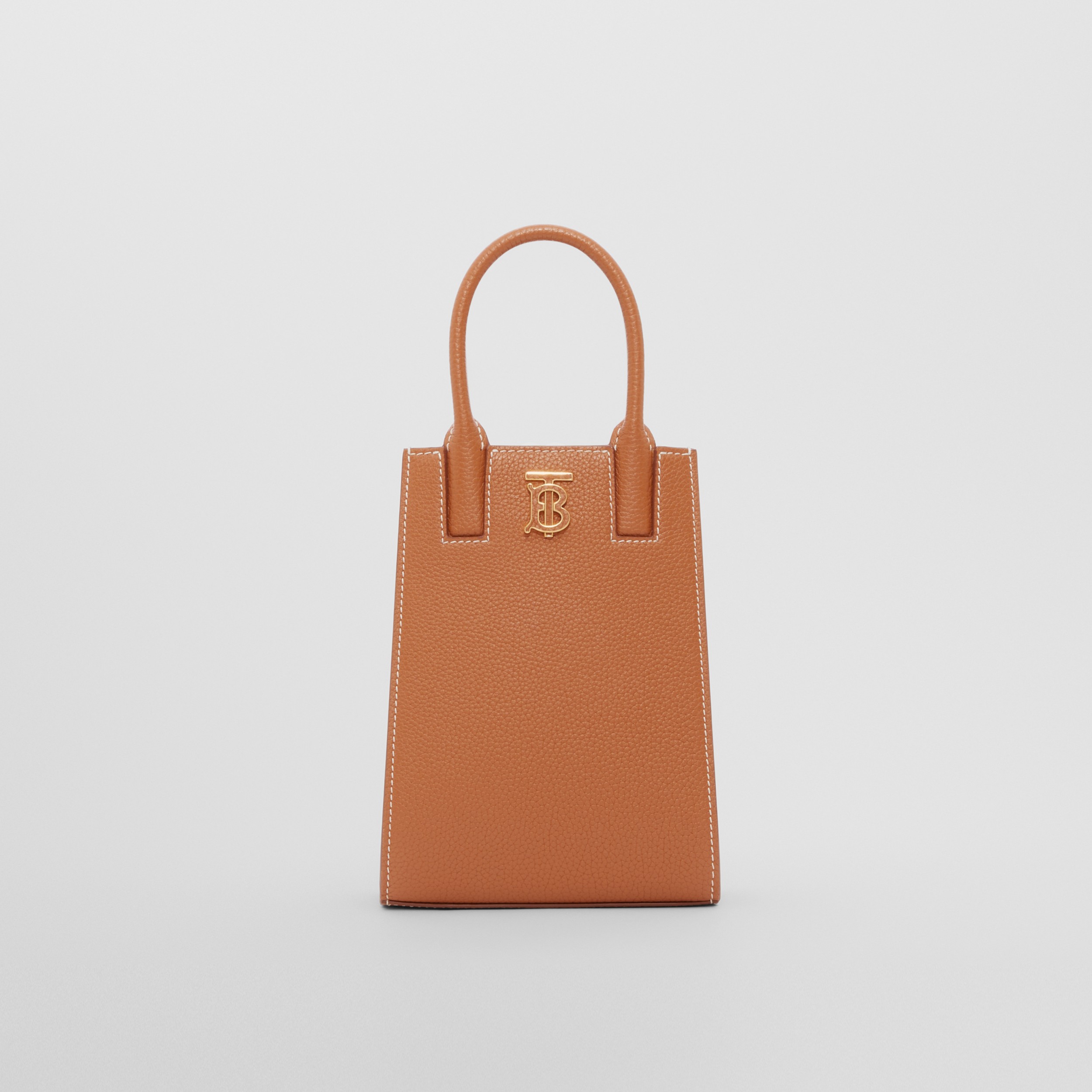 Grainy Leather Micro Frances Tote in Warm Russet Brown - Women | Burberry®  Official