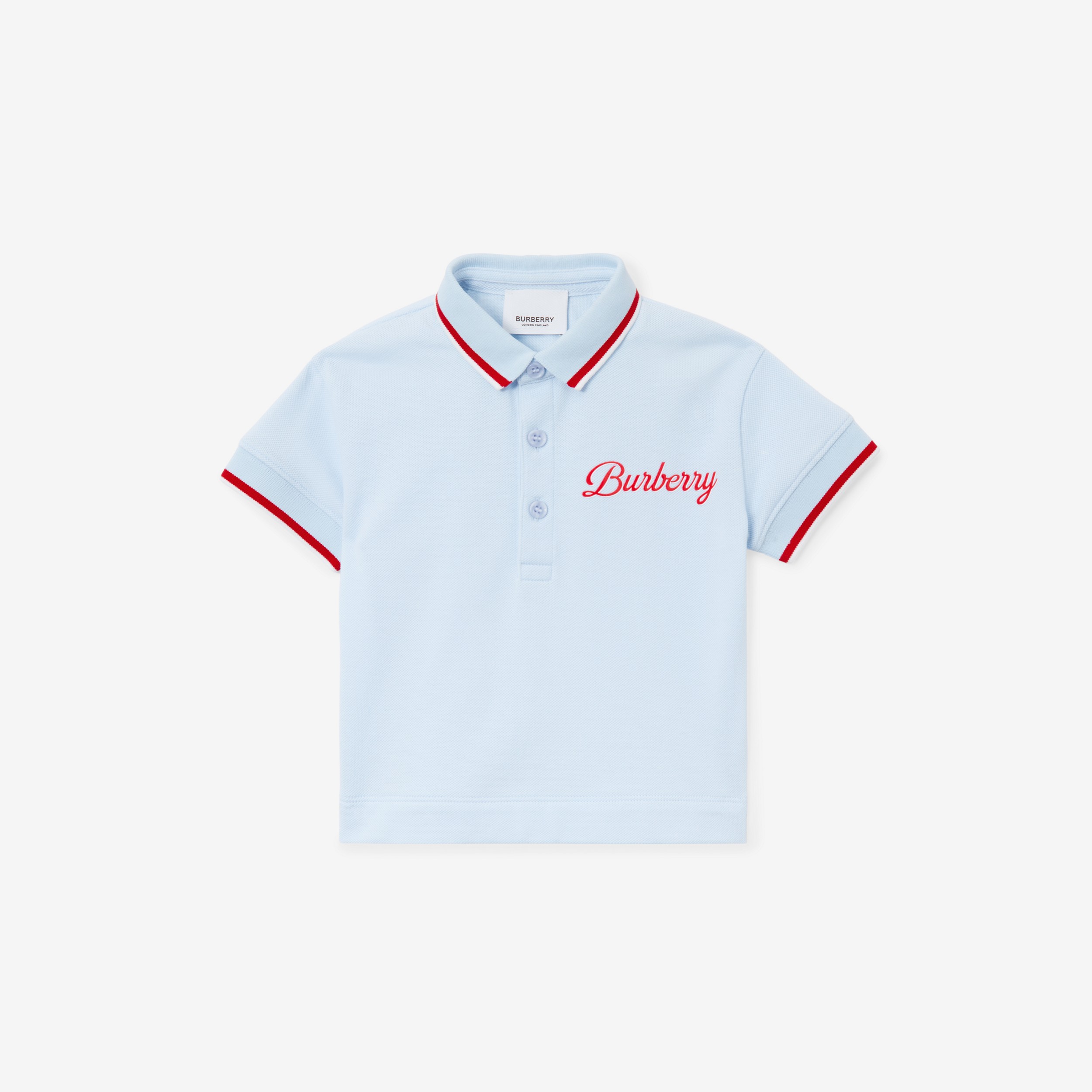 Poloshirt aus Baumwollpiqué mit Logo-Schriftzug (Hellblau) - Kinder | Burberry® - 1