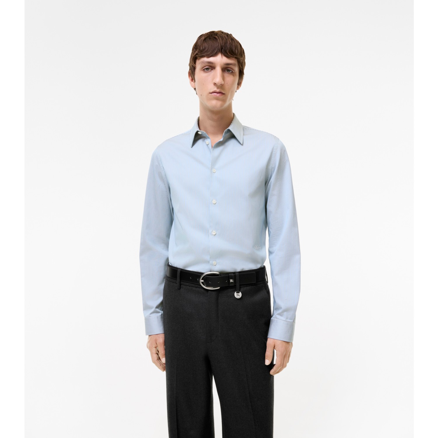 Chemise slim rayée en coton