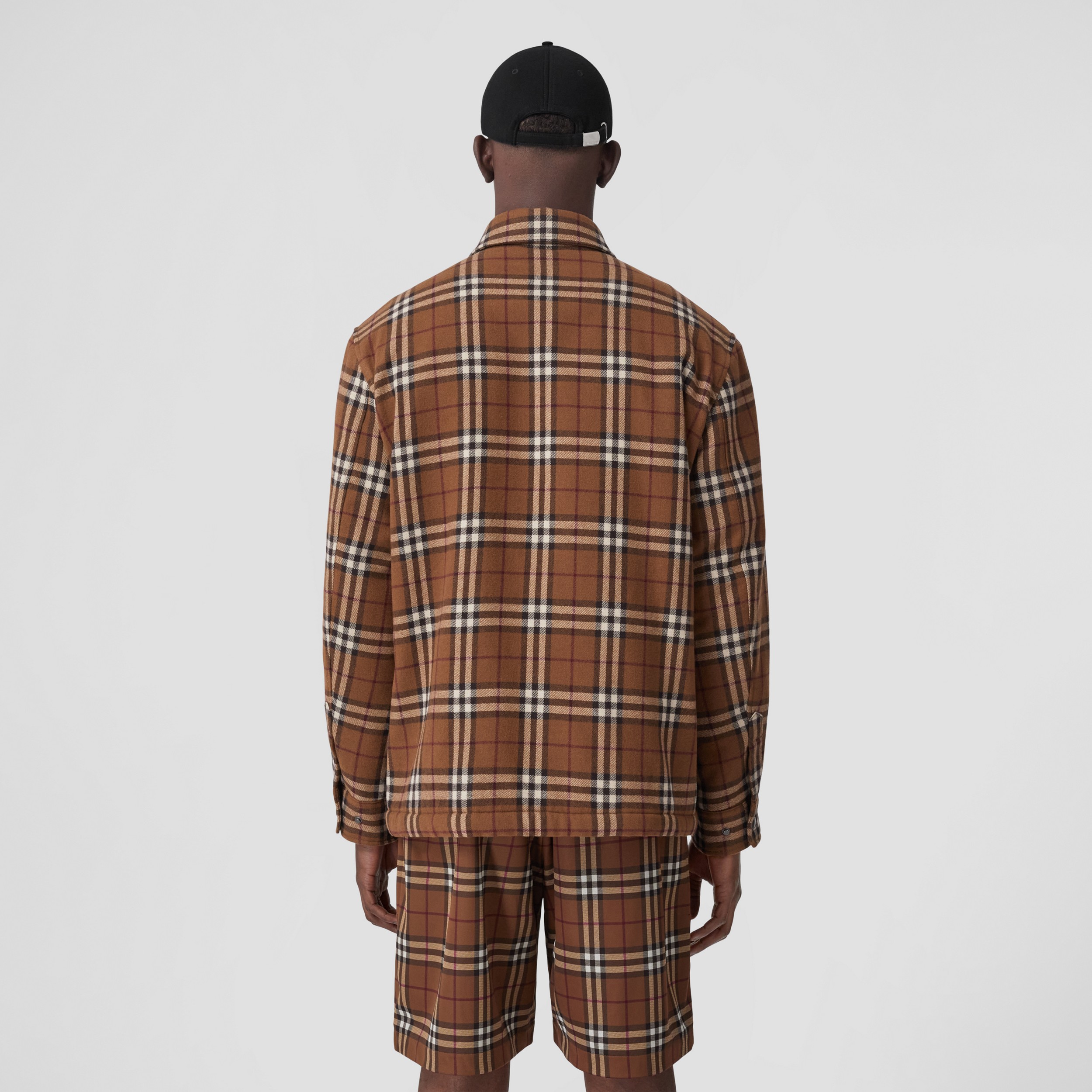 Vintage Check Wool Cotton Overshirt in Birch Brown - Men | Burberry® Official - 3