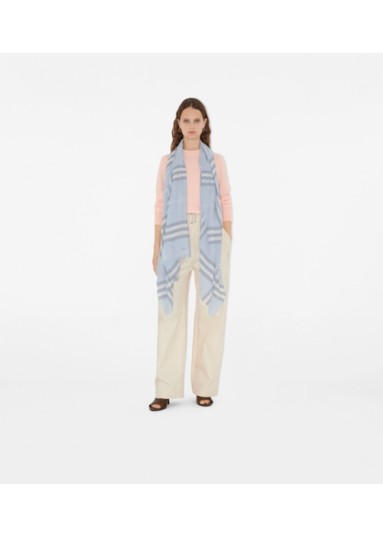 Wide Check Wool Scarf