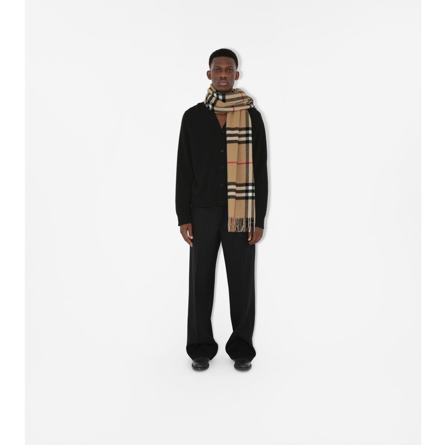 Wide Check Cashmere Scarf