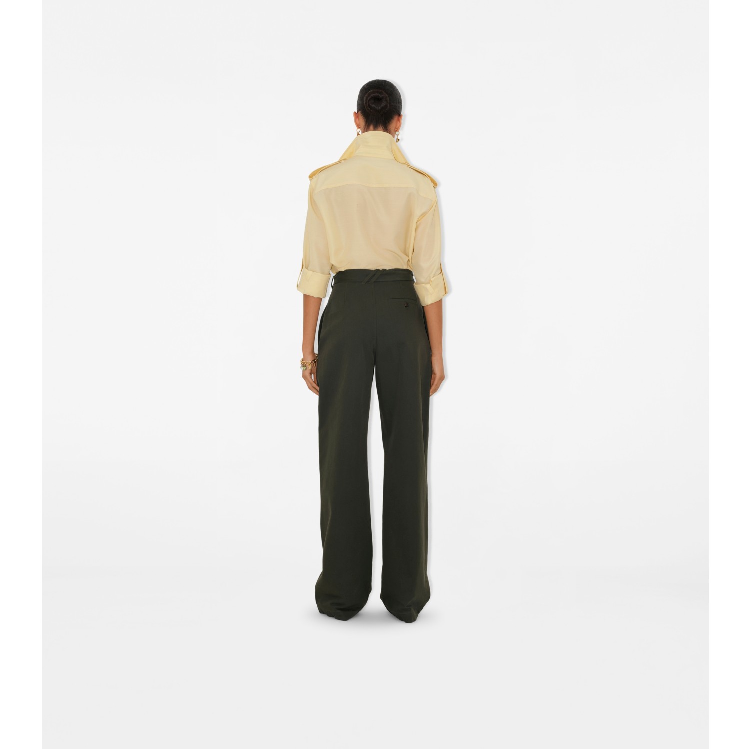 Pantalon ceinturé en gabardine