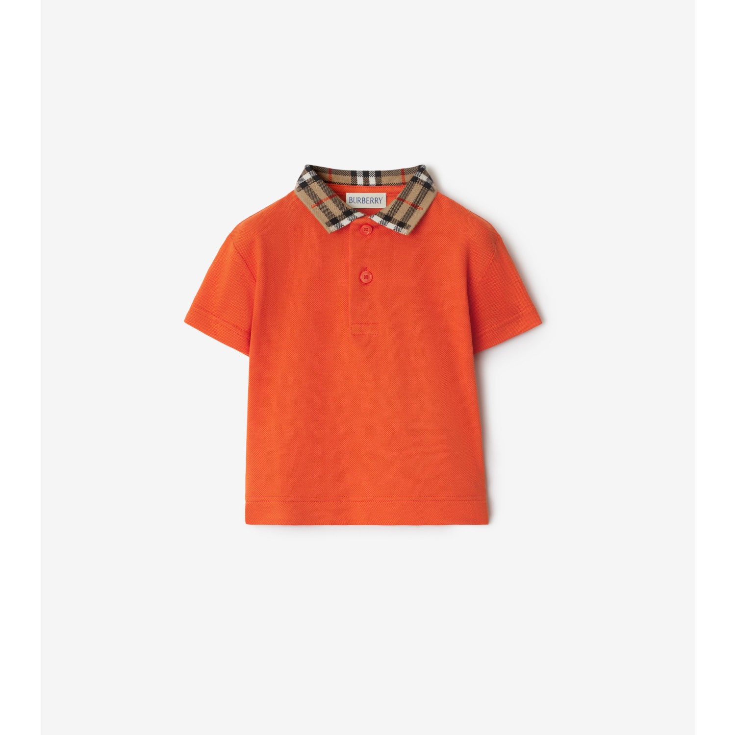 Check Collar Cotton Polo Shirt