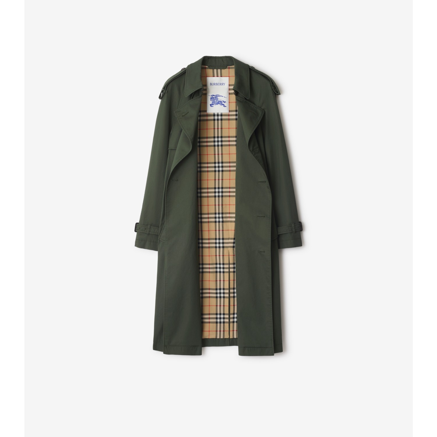 Trench mi-long en gabardine