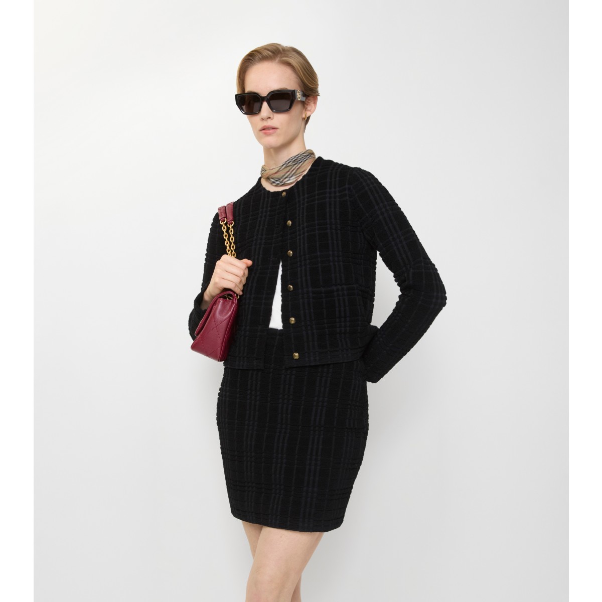  Check Wool Blend Mini Skirt