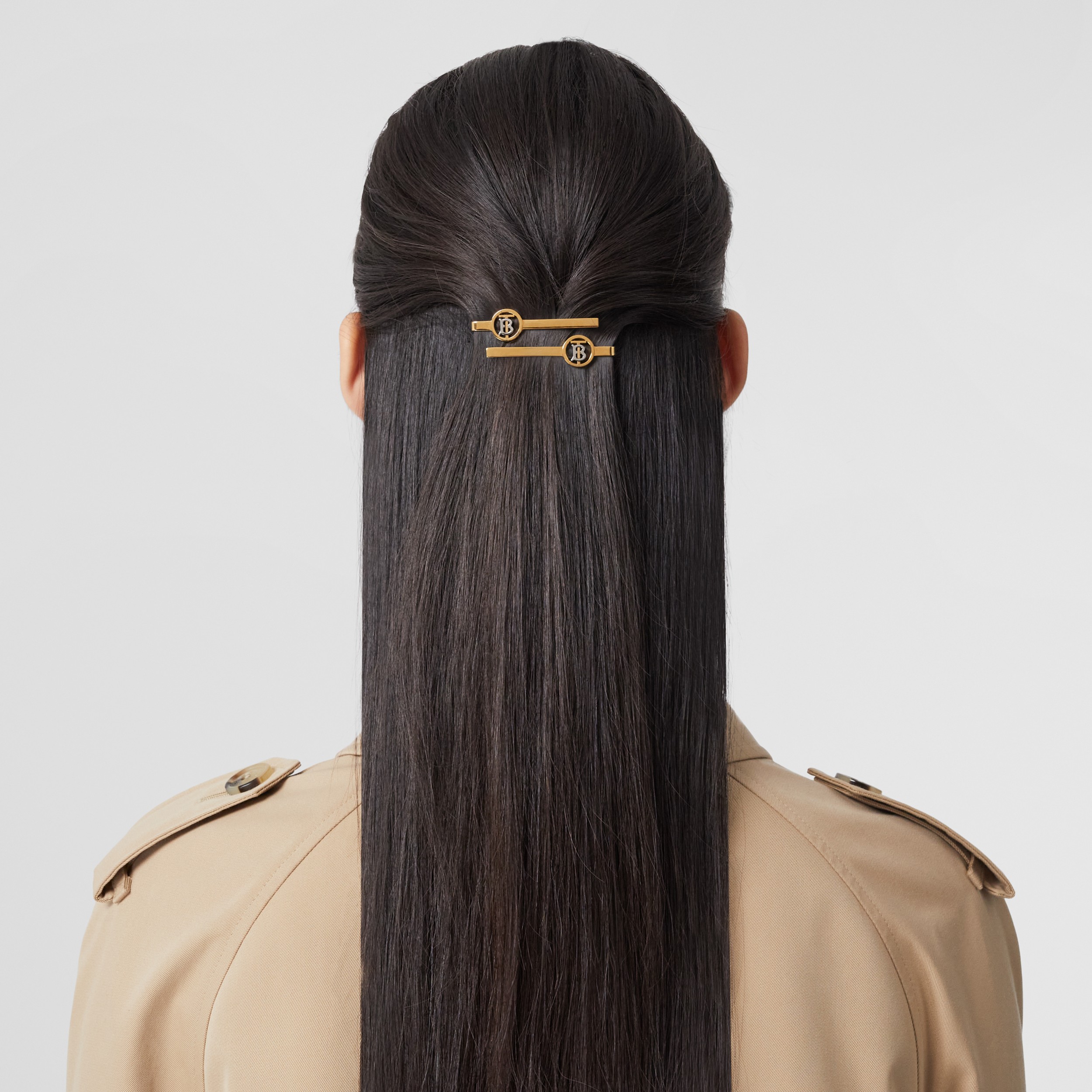 Fermagli per capelli placcati in oro e palladio con monogramma (Chiaro/palladio) - Donna | Sito ufficiale Burberry® - 3