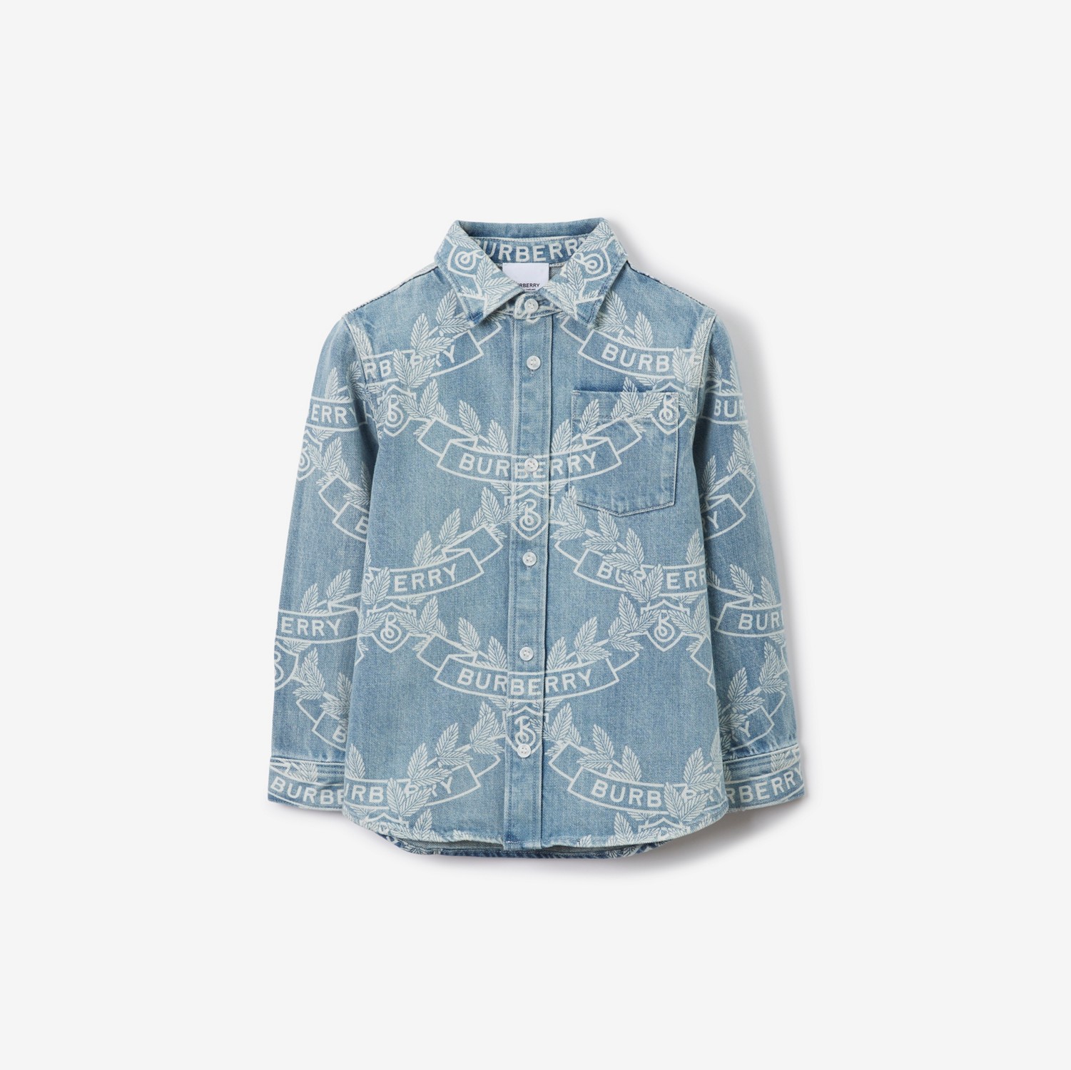 Oak Leaf Crest Cotton Shirt in Pale Blue | Burberry® Official
