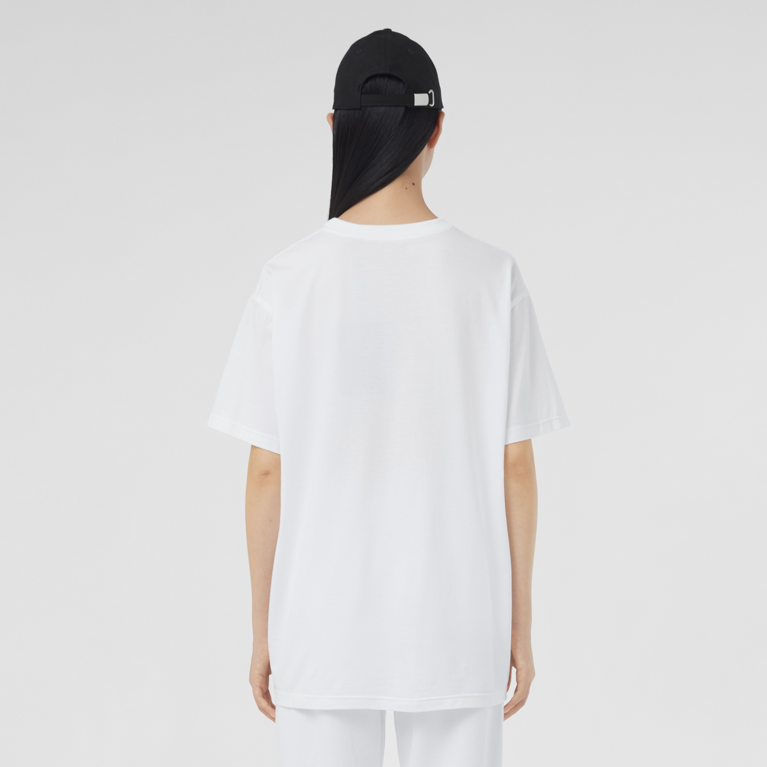Monogram Motif Cotton Oversized T-shirt in White - Women | Burberry® Official - 3