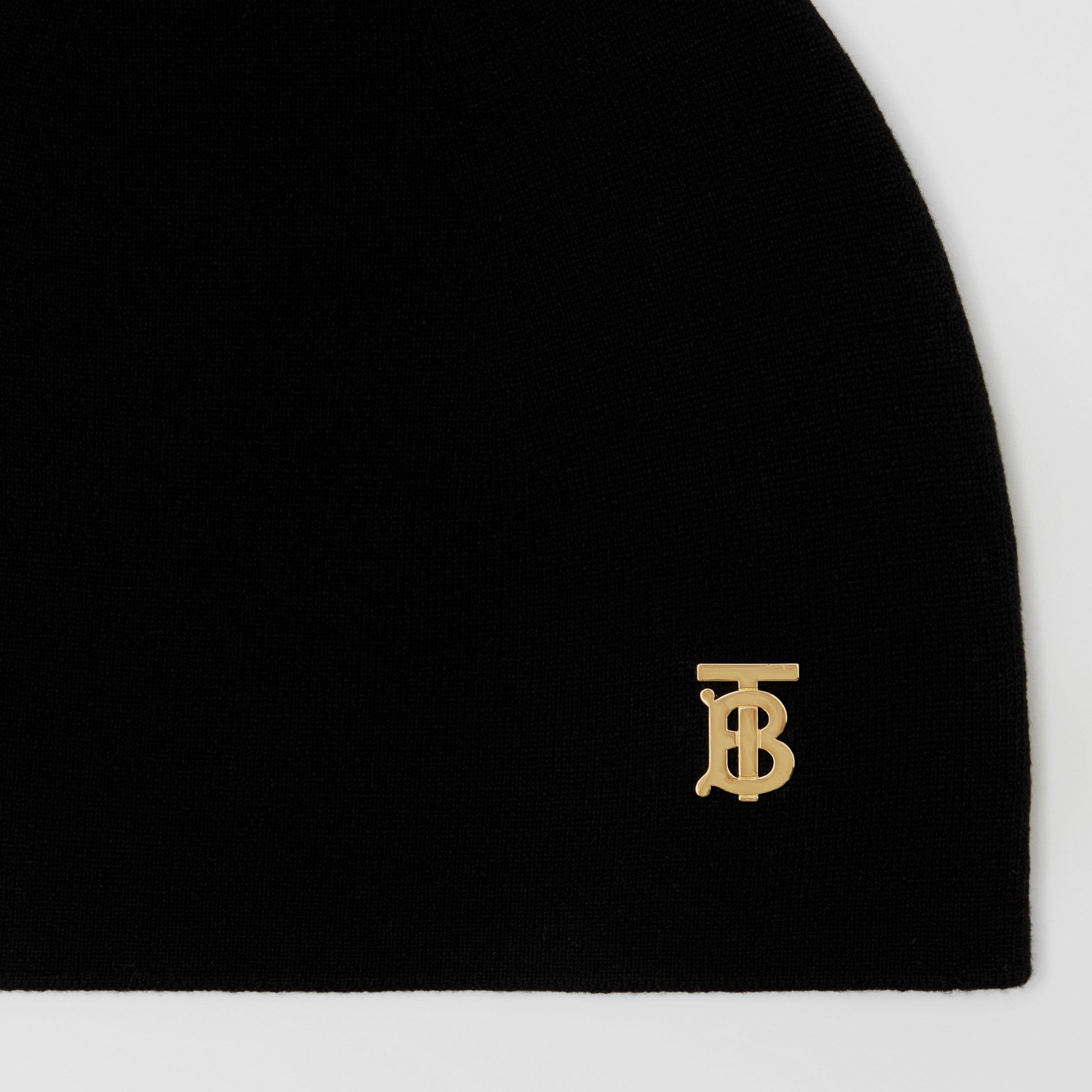 双面两用专属标识装饰羊毛混纺针织帽 (驼色 / 黑色) | Burberry® 博柏利官网 - 2