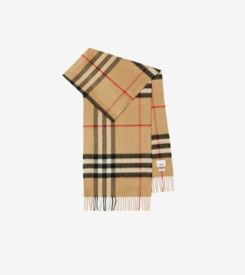 Check Cashmere Scarf in Archive beige Burberry Official