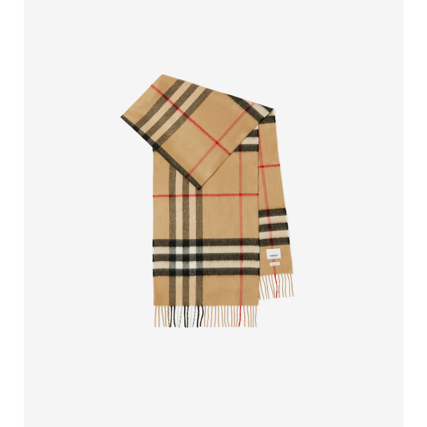 Check Cashmere Scarf in Archive beige