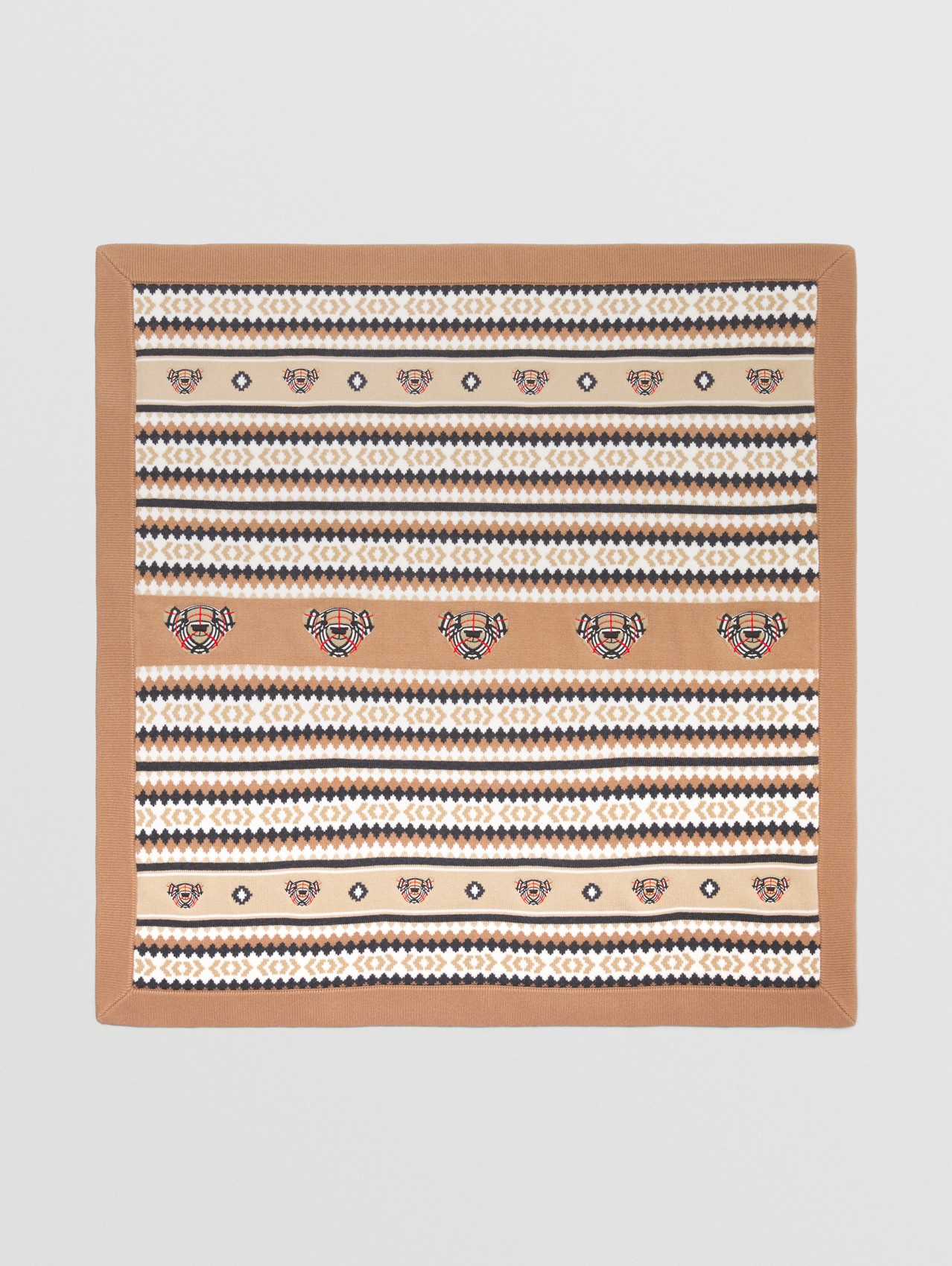 Fair Isle Wool Cashmere Baby Blanket in Camel