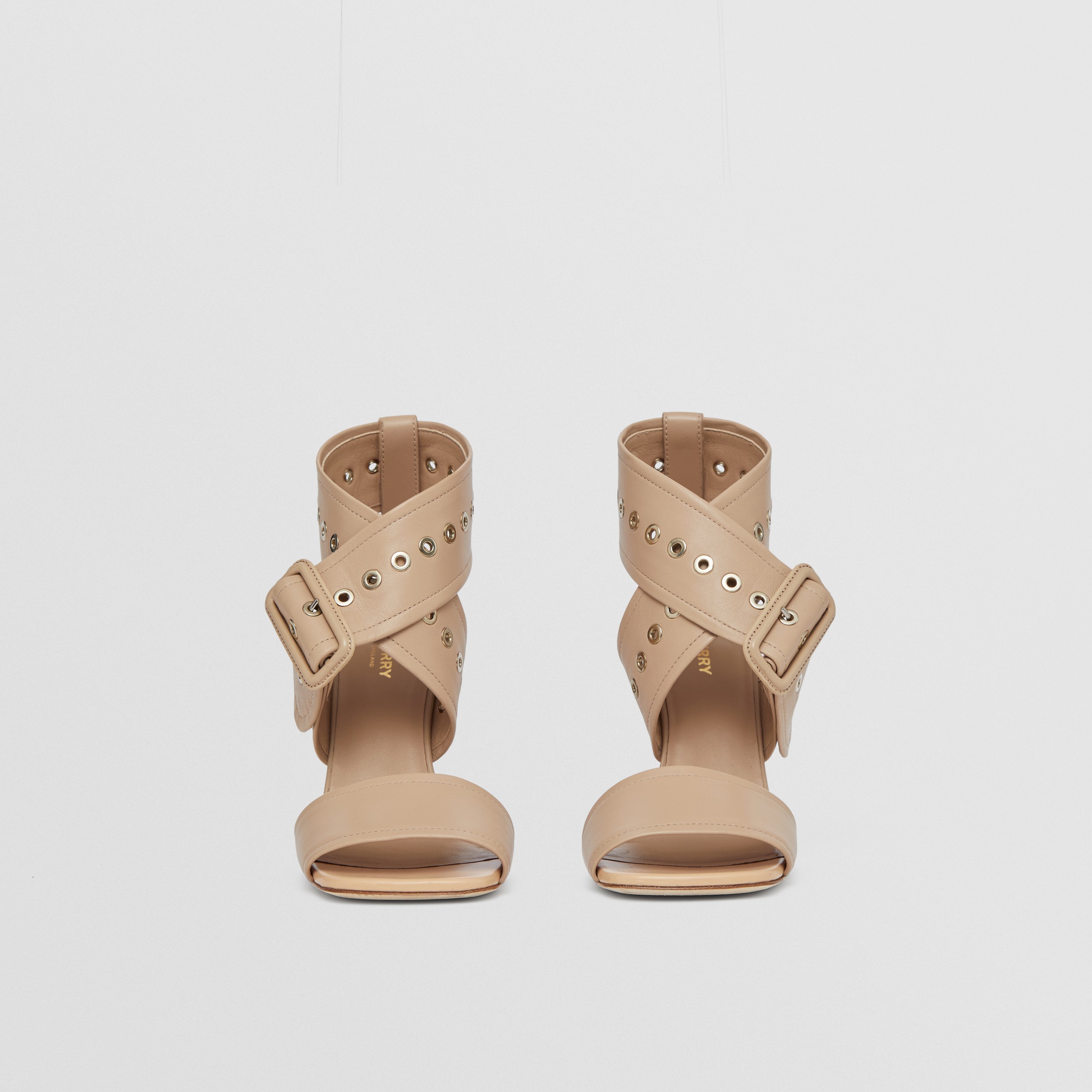 Buckled Strap Leather Stiletto-heel Sandals in Soft Fawn - Women | Burberry® Official - 4