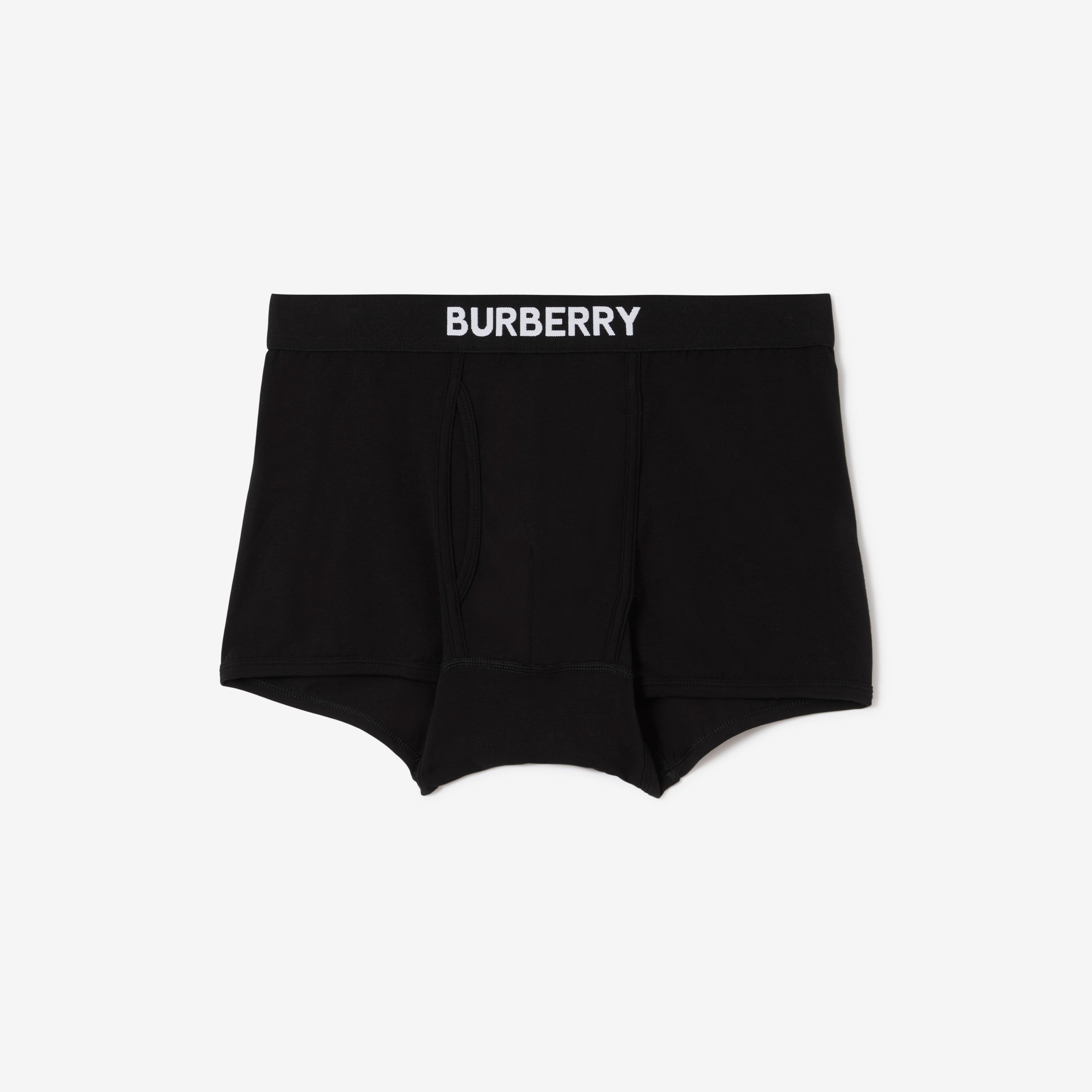 Logo Detail Stretch Cotton Boxer Shorts in Black - Men | Burberry® Official - 1