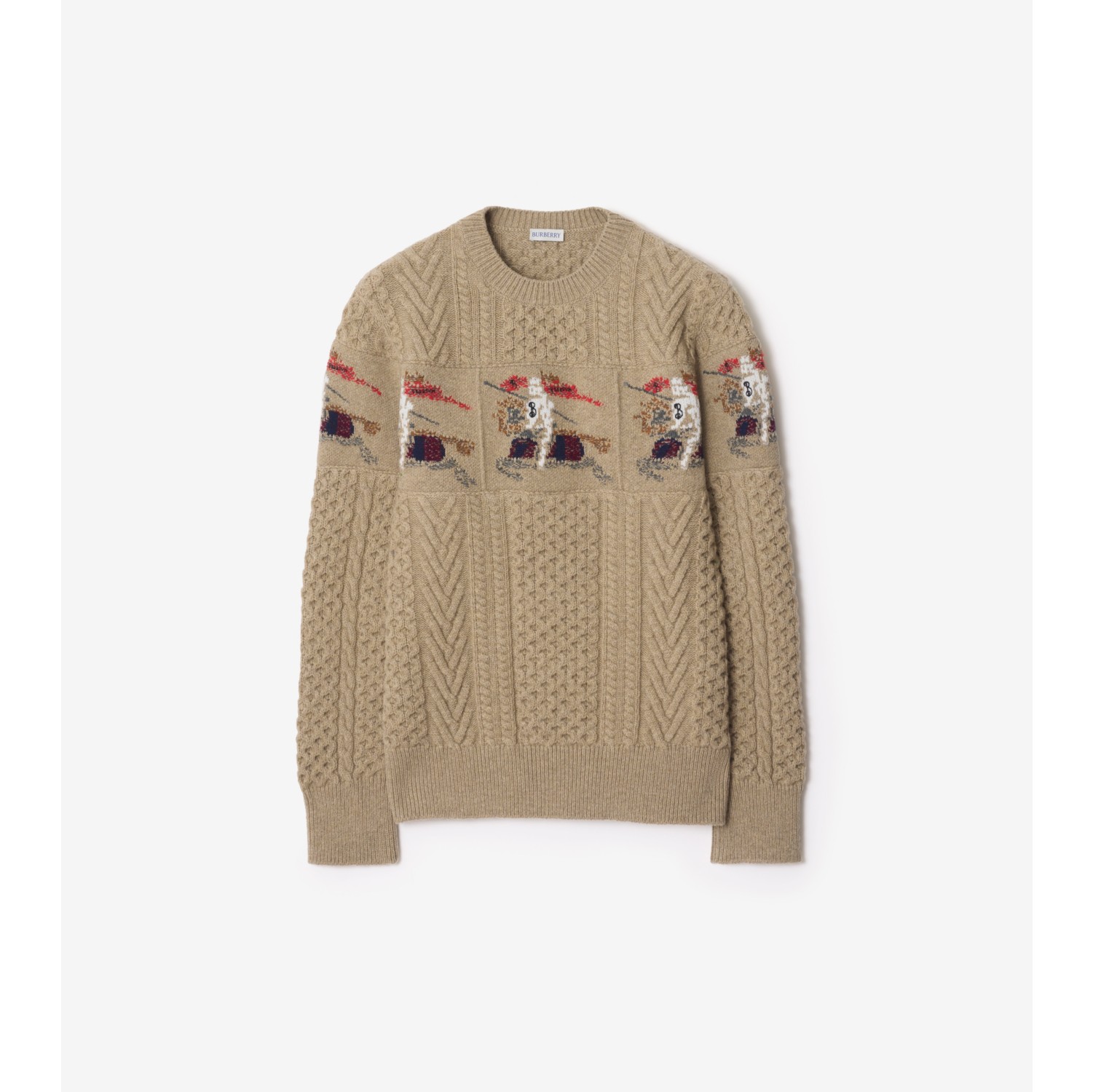 EKD Aran Knit Wool Sweater in Light brown melange - Men | Burberry® Official