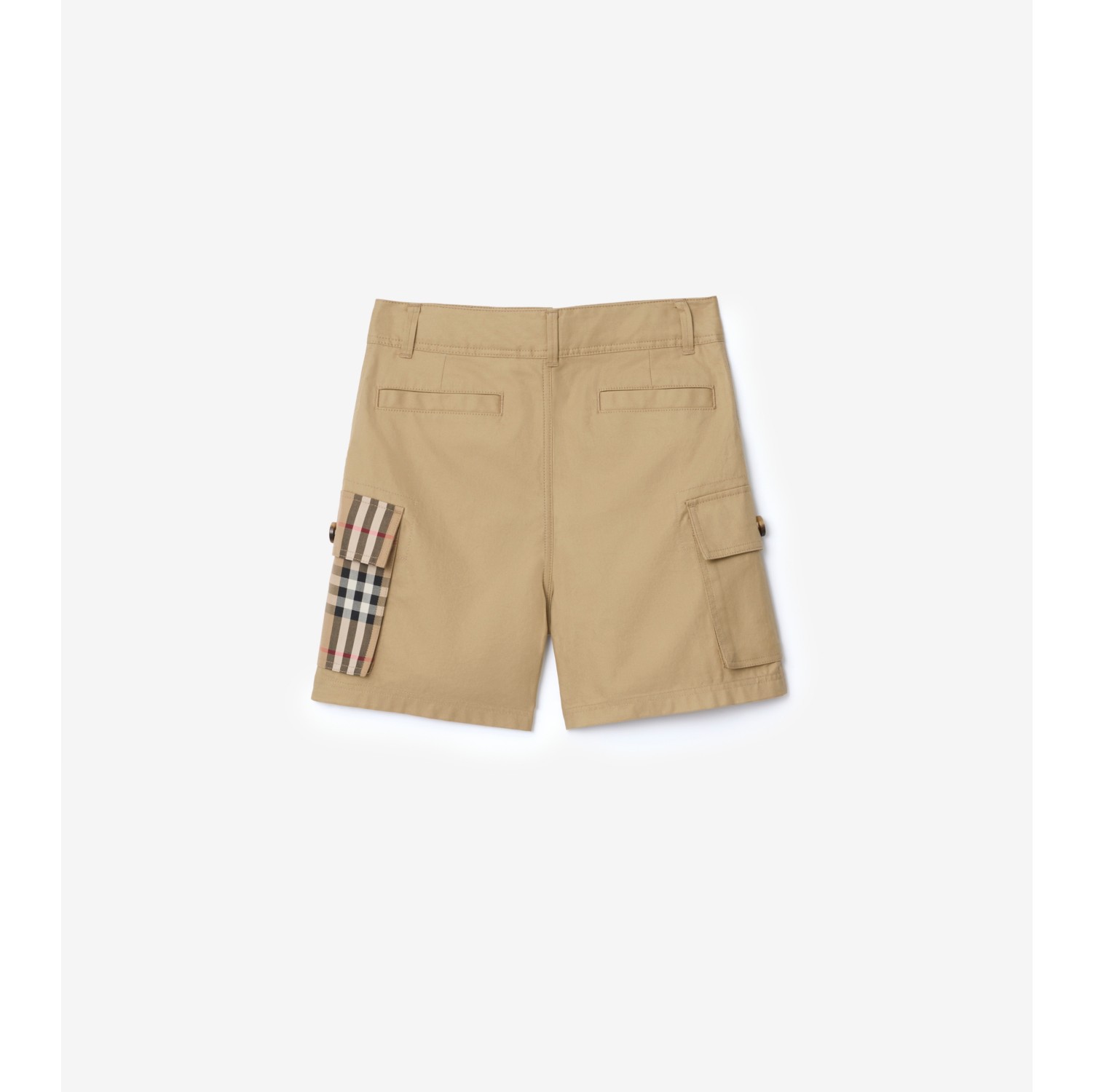 Check Trim Cotton Cargo Shorts