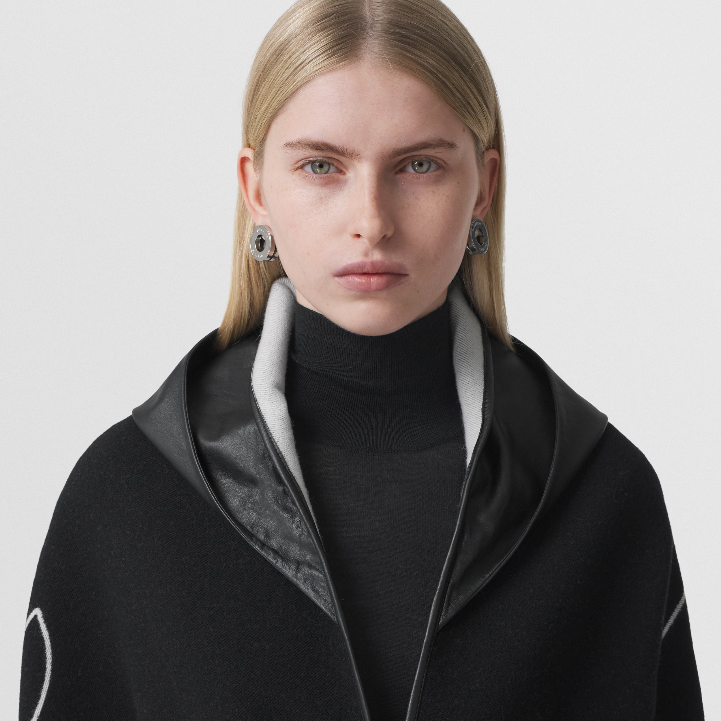 Love Is Eternal Wool Cotton Hooded Cape in Black - Women | Burberry® Official - 2