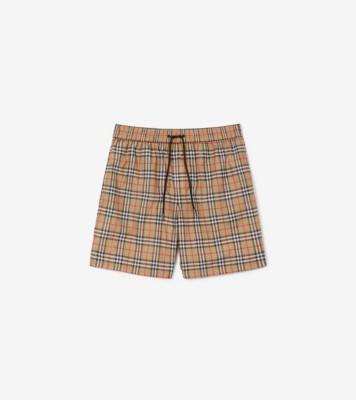 Short de bain Check Beige d archive Homme Site officiel Burberry