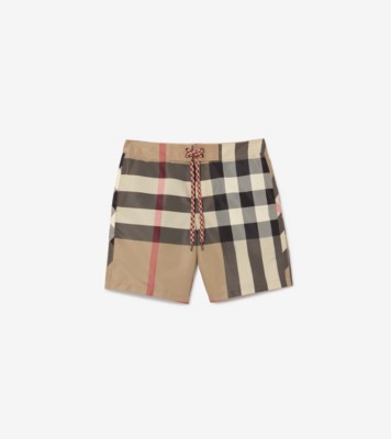 Check Swim Shorts in Archive Beige - Men | Burberry® Official