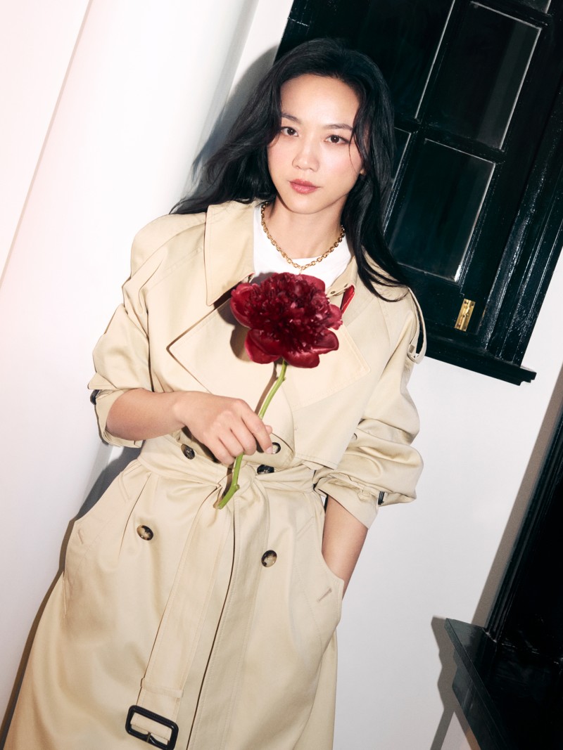 Shot of Model wearing Burberry Trench Coat