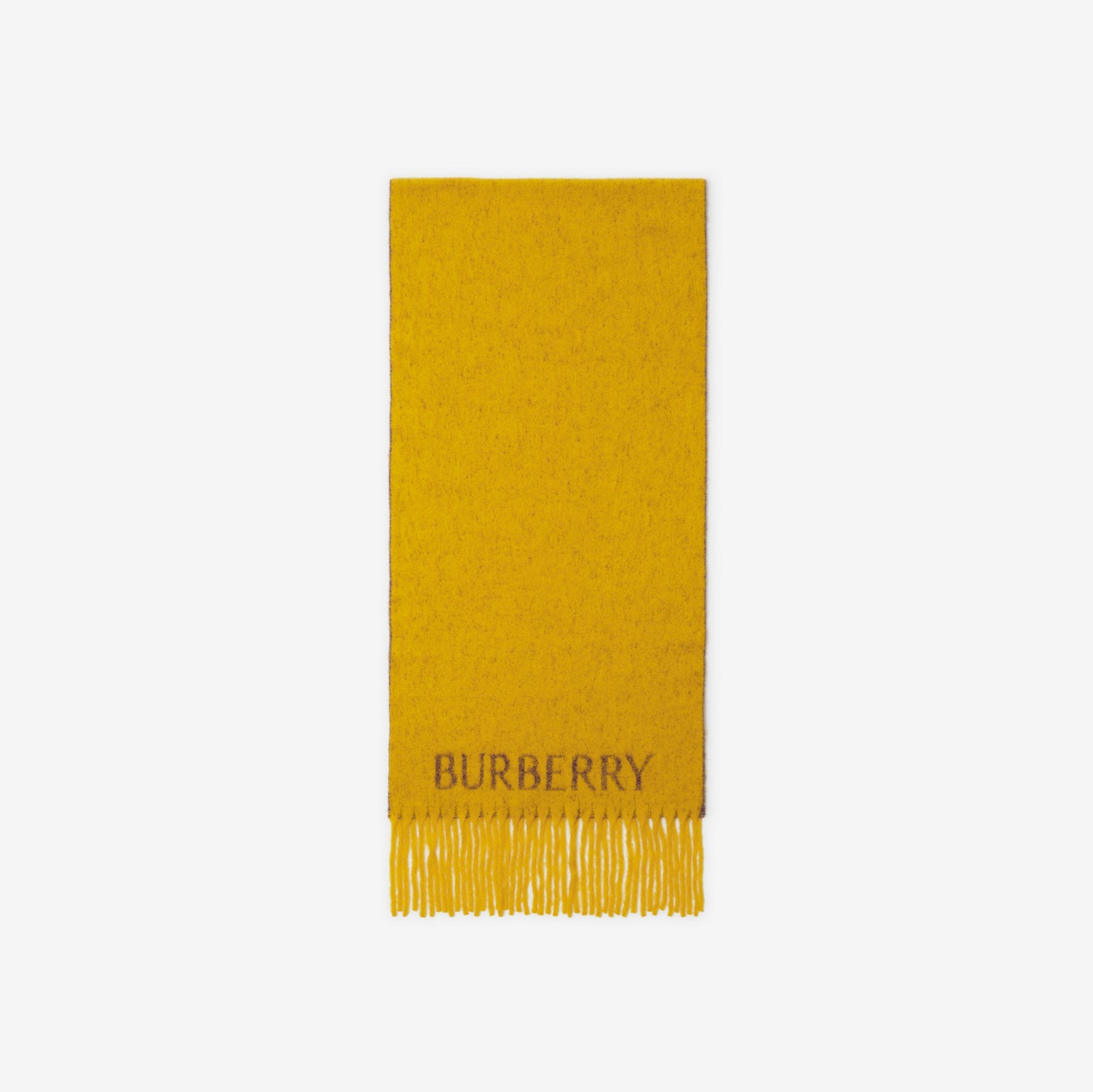 马术骑士徽标羊驼毛羊毛混纺围巾 (秋梨黄) | Burberry® 博柏利官网