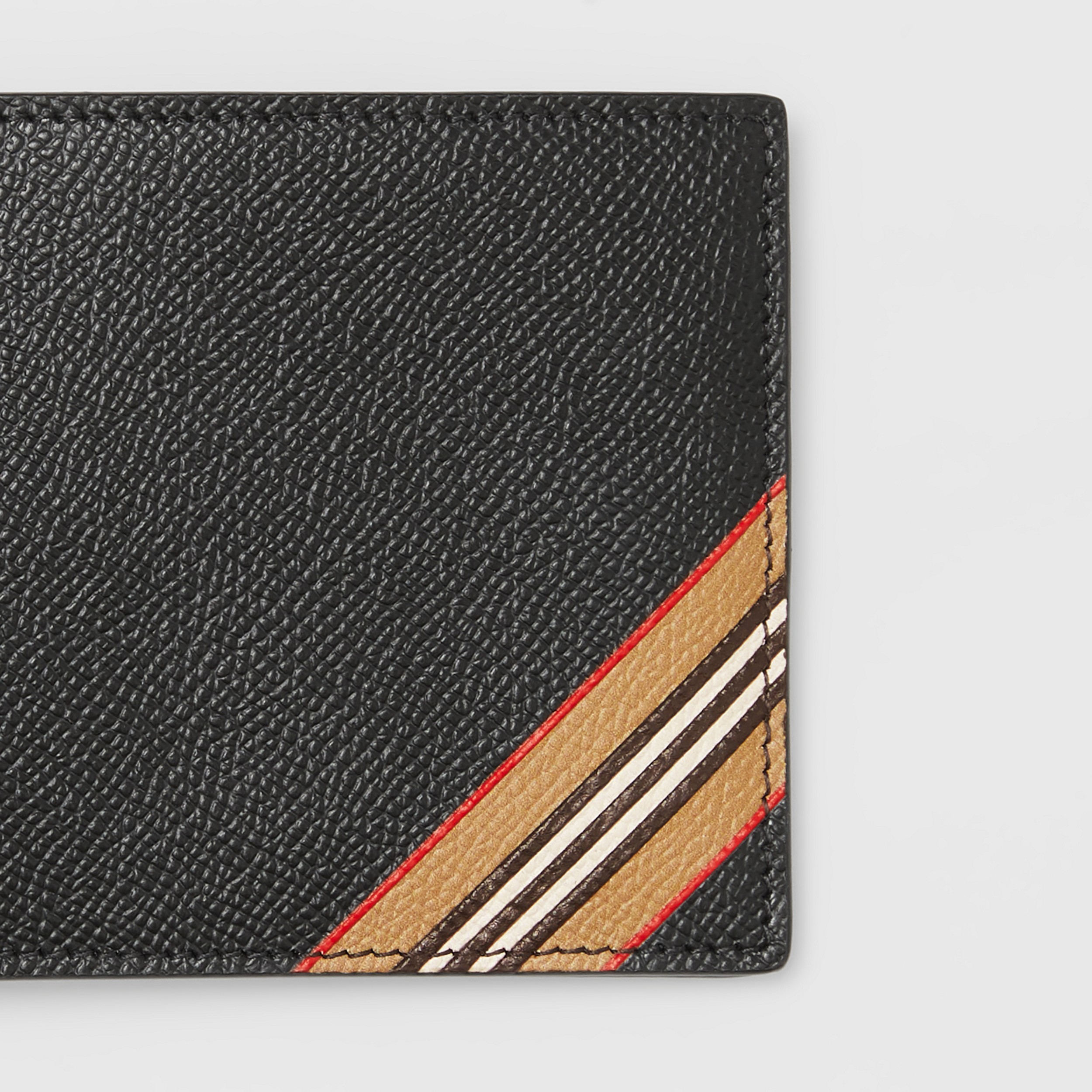 Icon Stripe Print Leather International Bifold Wallet in Black - Men | Burberry® Official - 3