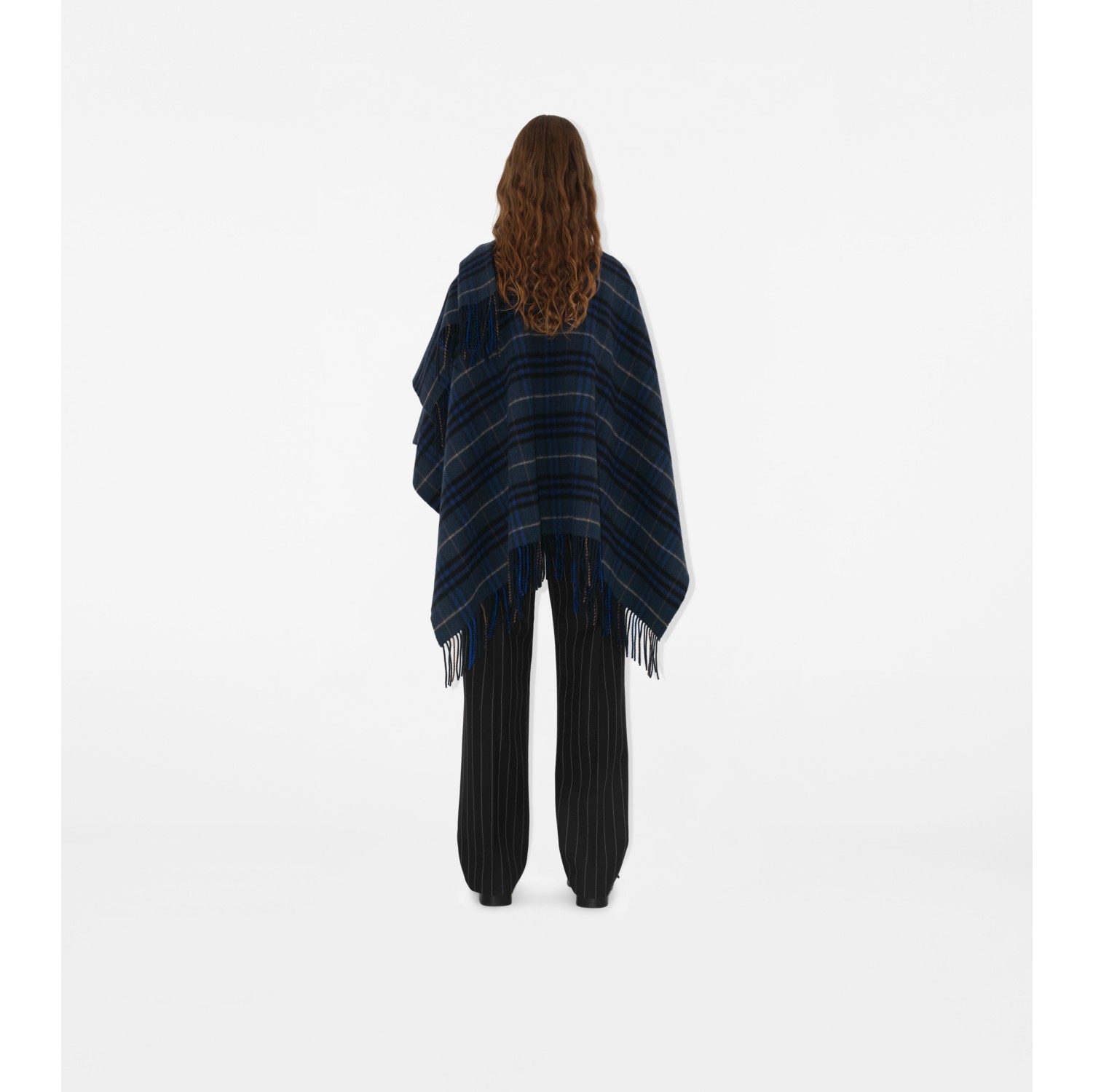 Check Wool Cashmere Cape