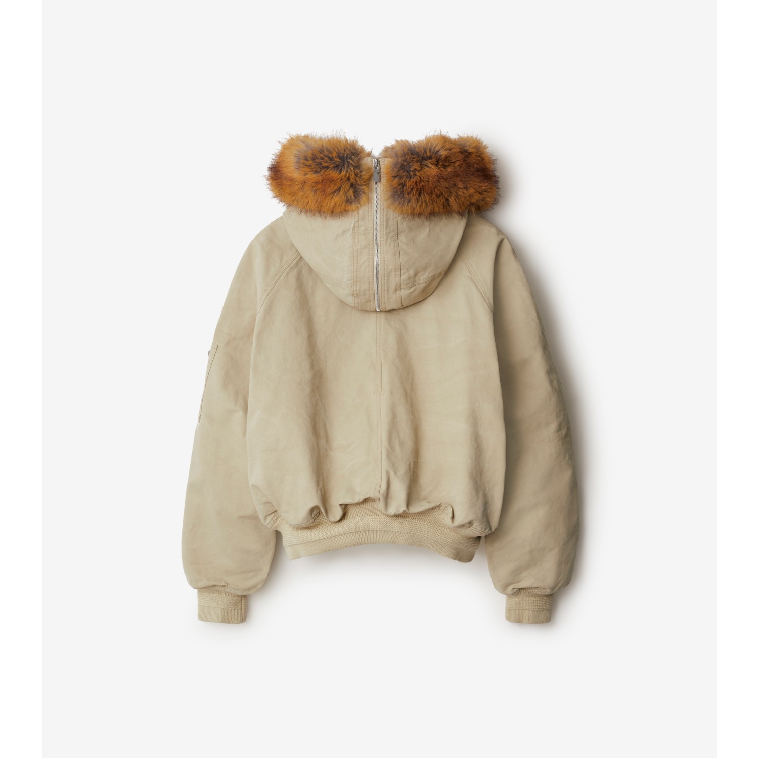 Faux Fur Trim Cotton Bomber Jacket