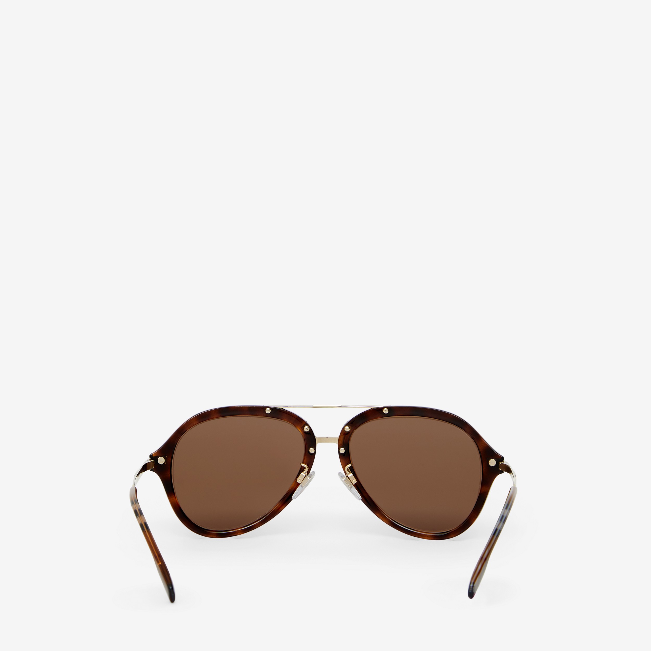 Check Detail Pilot Sunglasses in Dark Tortoiseshell - Men | Burberry® Official - 3
