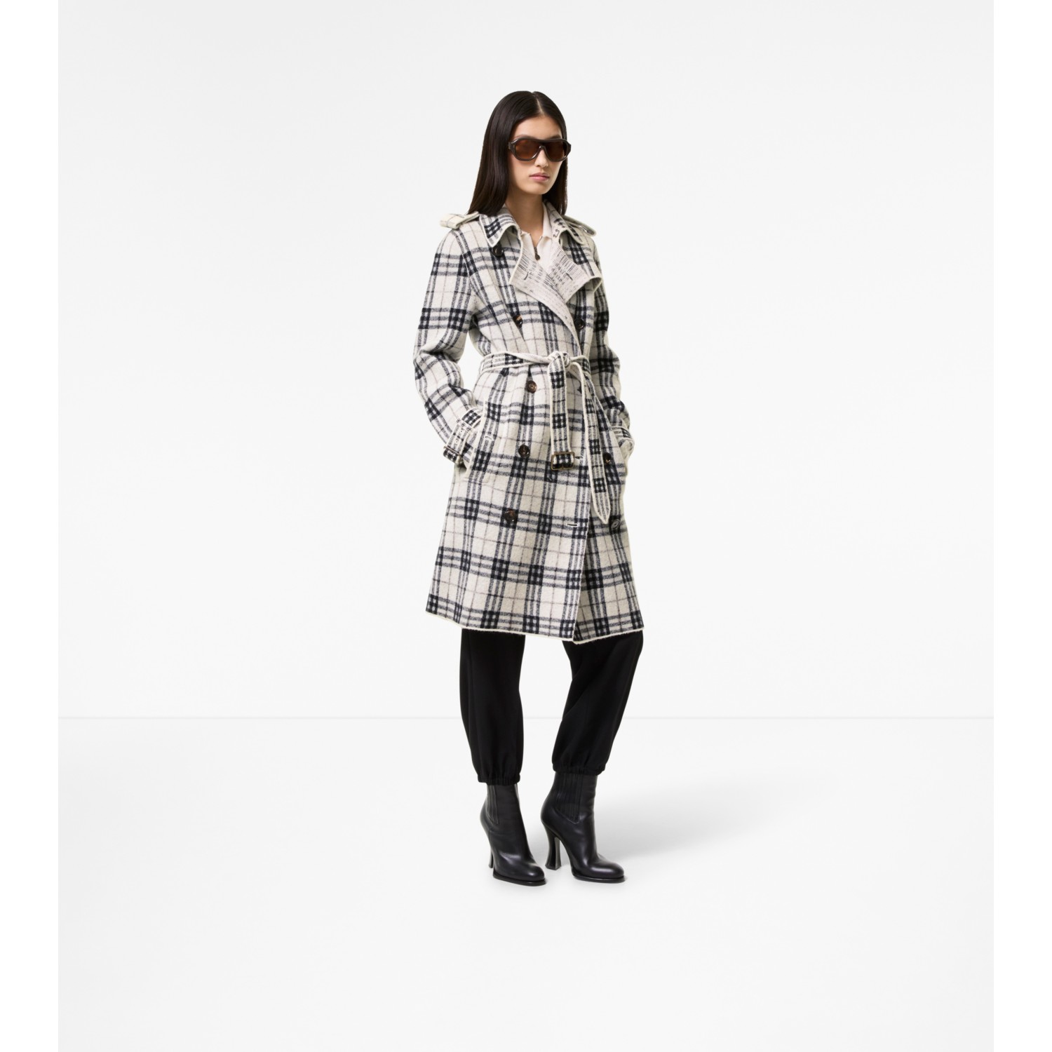 Mid-length Cashmere Wool Blend Trench Coat - thumbnail 4